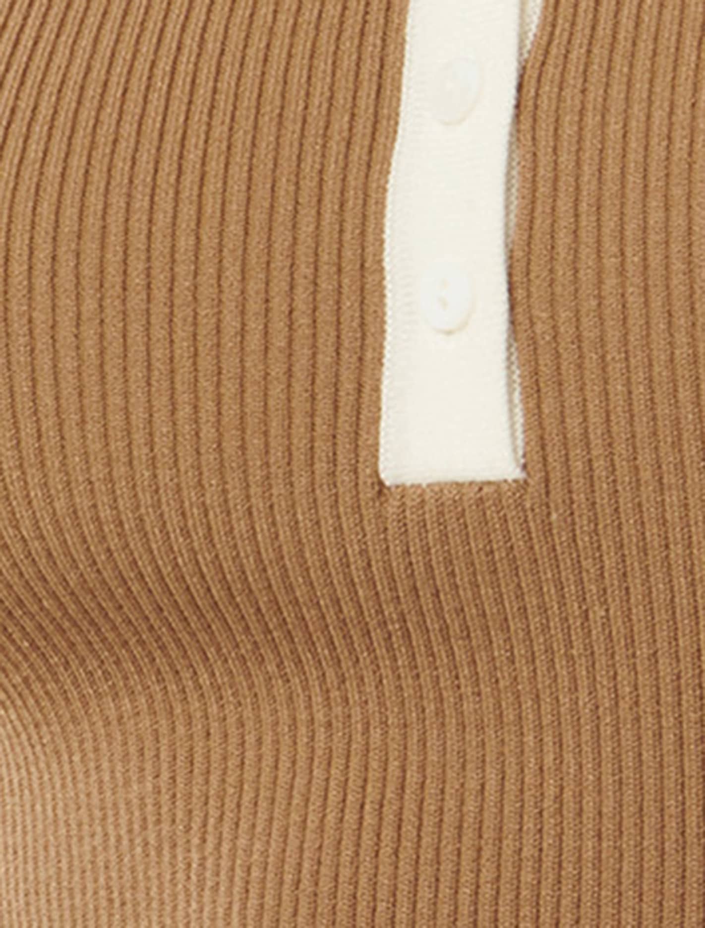 Jo Collar Knit Polo Camel/ Porcelain