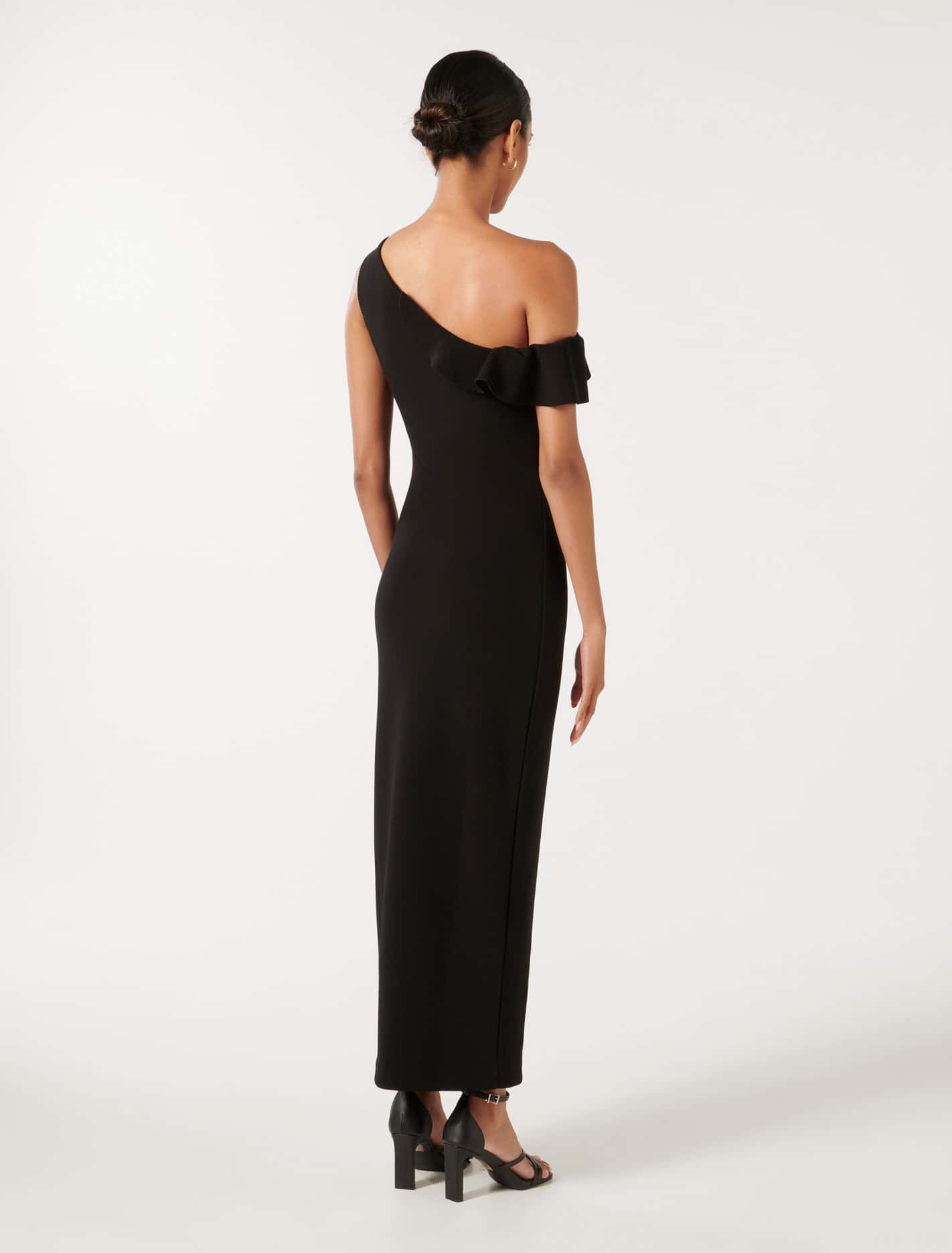 Tyra Petite One Shoulder Ruffle Bodycon Black