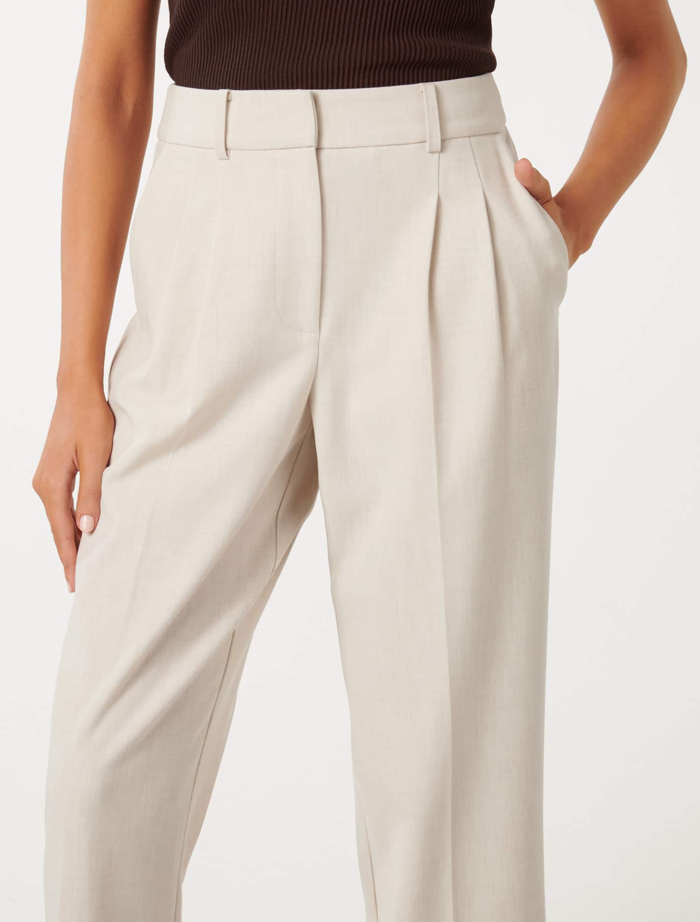 Ava Petite Straight Leg Pant Sandy Stone Suit