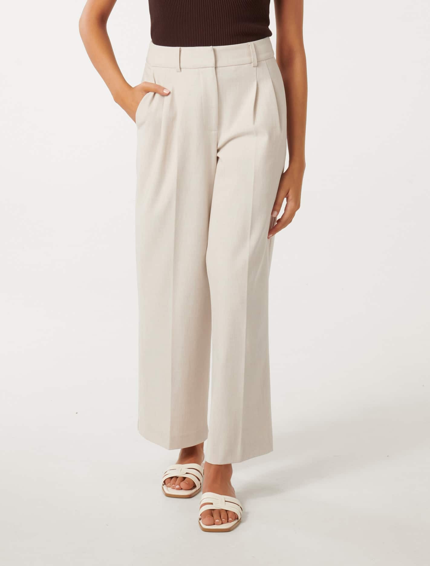 Ava Petite Straight Leg Pant Sandy Stone Suit