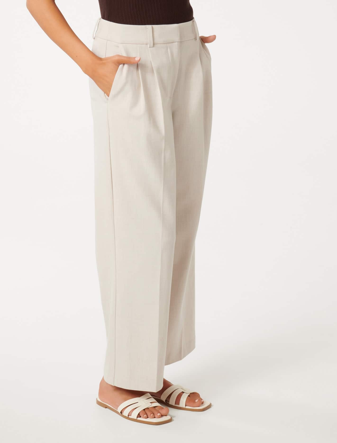 Ava Petite Straight Leg Pant Sandy Stone Suit