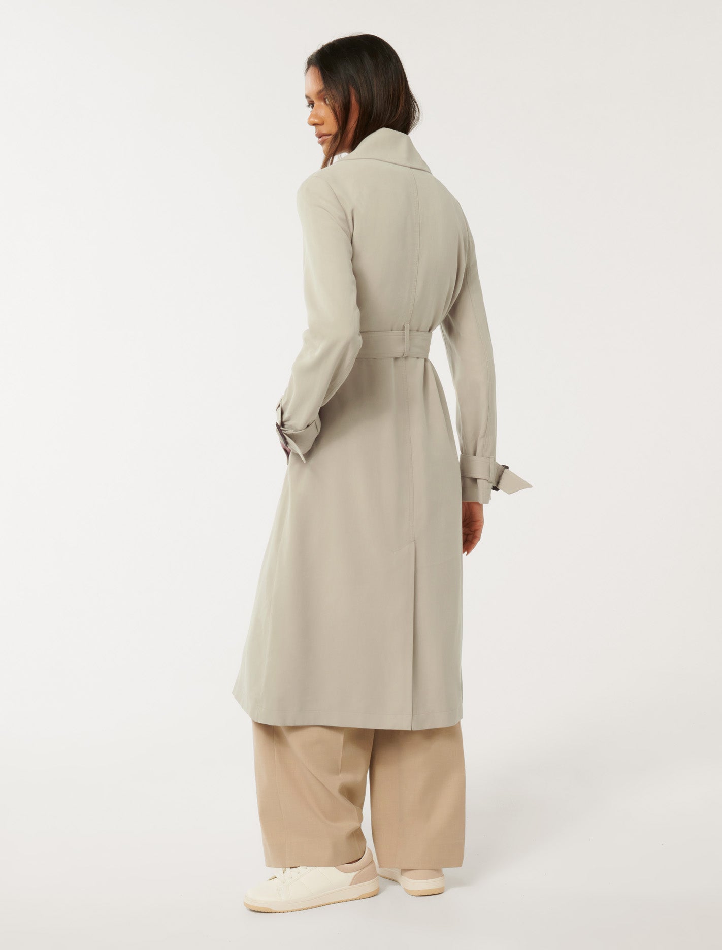 Darlah Petite Soft Trench Coat Soft Sage