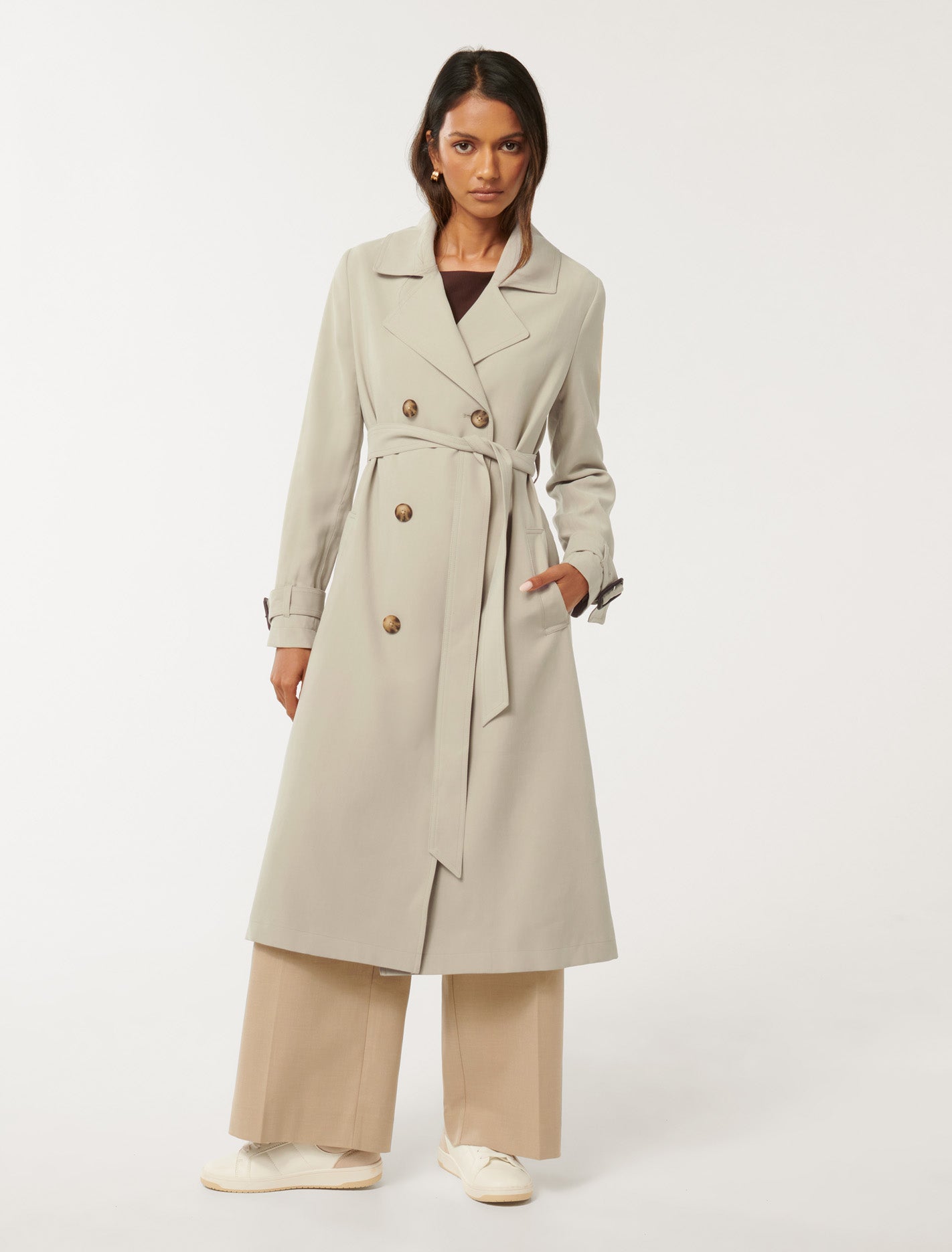 Darlah Petite Soft Trench Coat Soft Sage