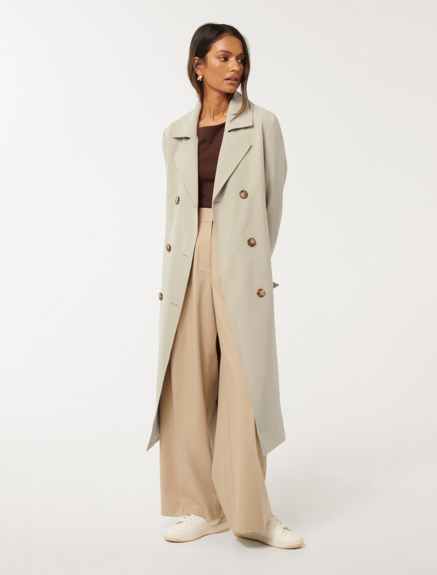 Darlah Petite Soft Trench Coat Soft Sage