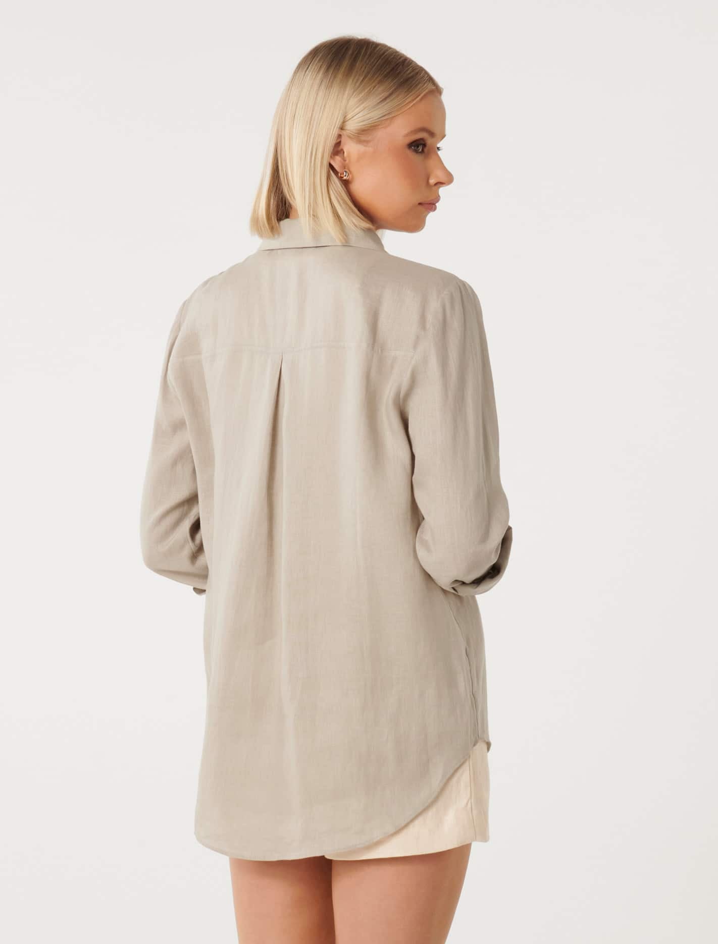 Lydia Oversized Linen Shirt Light Fawn