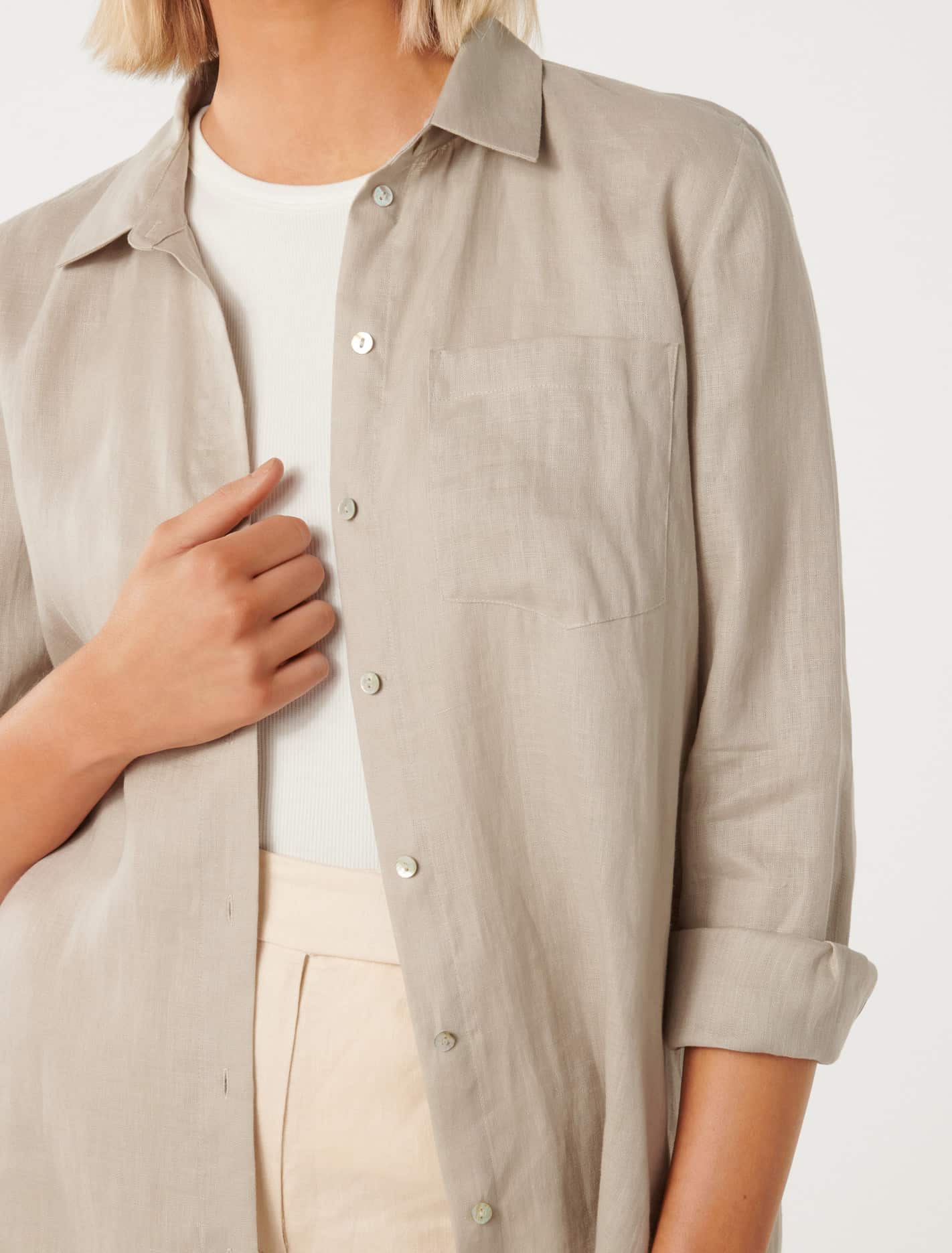 Lydia Oversized Linen Shirt Light Fawn