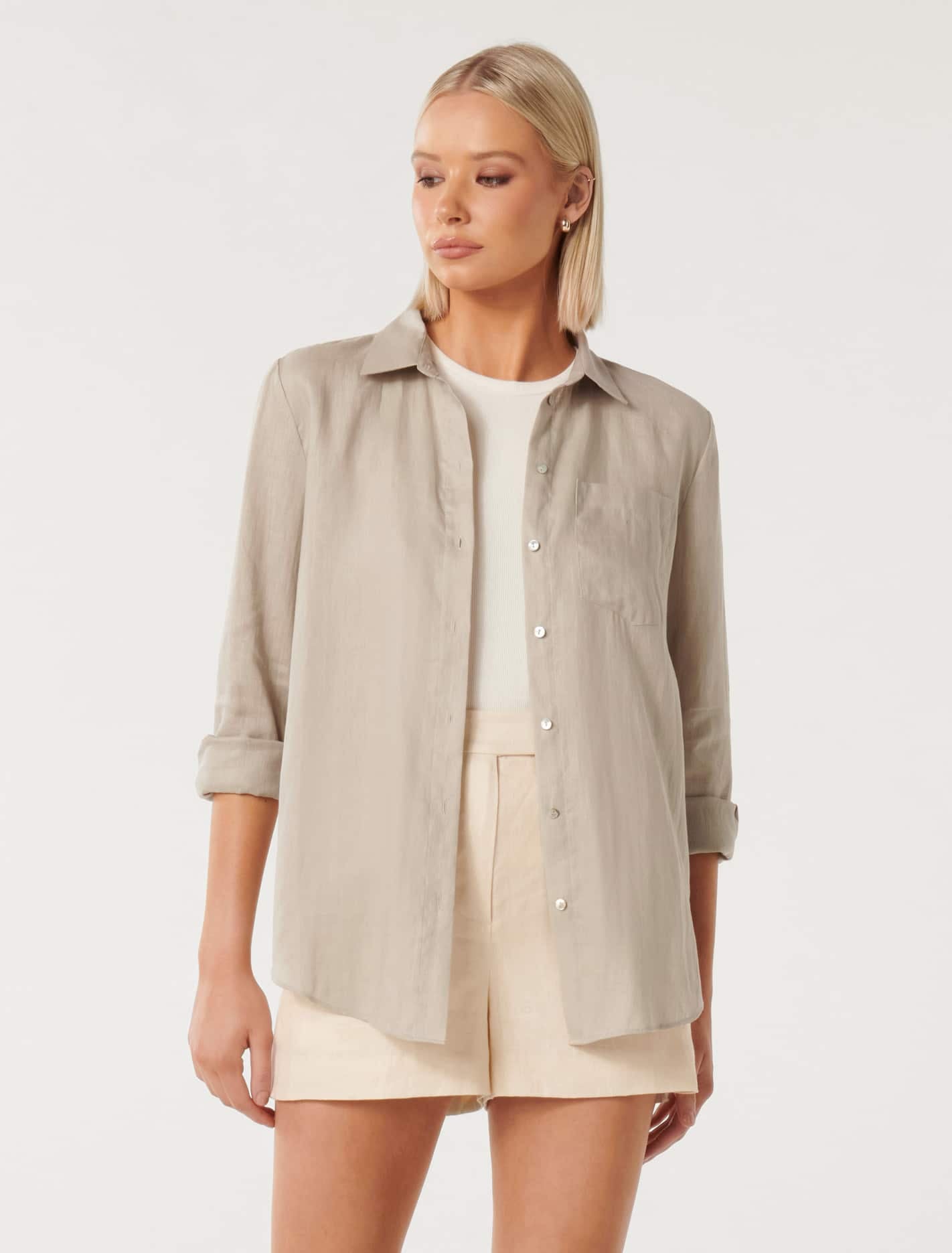 Lydia Oversized Linen Shirt Light Fawn