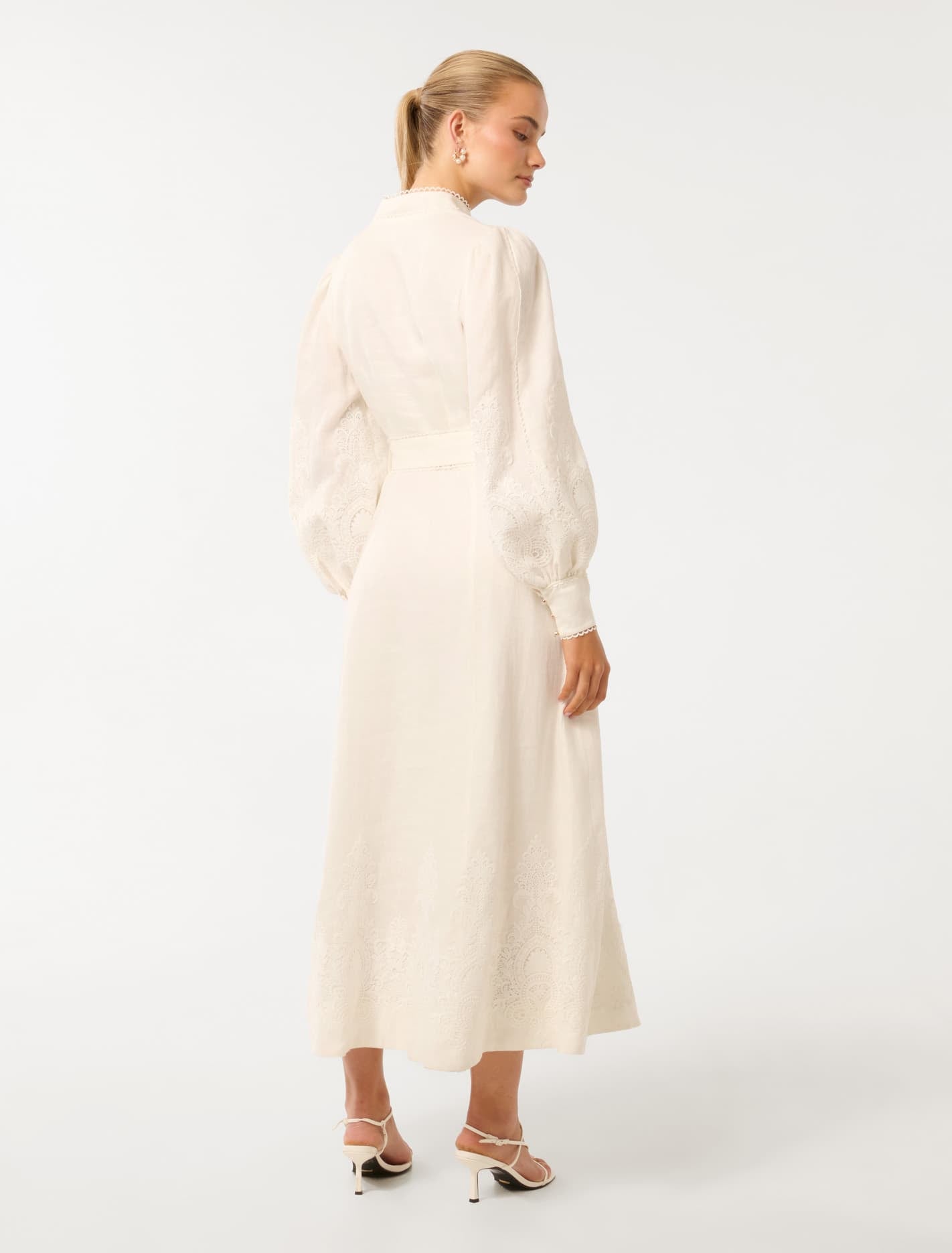 Allegra Lace Detail Midi Ivory