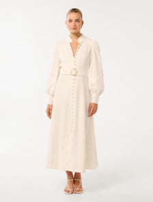 Allegra Lace Detail Midi Ivory