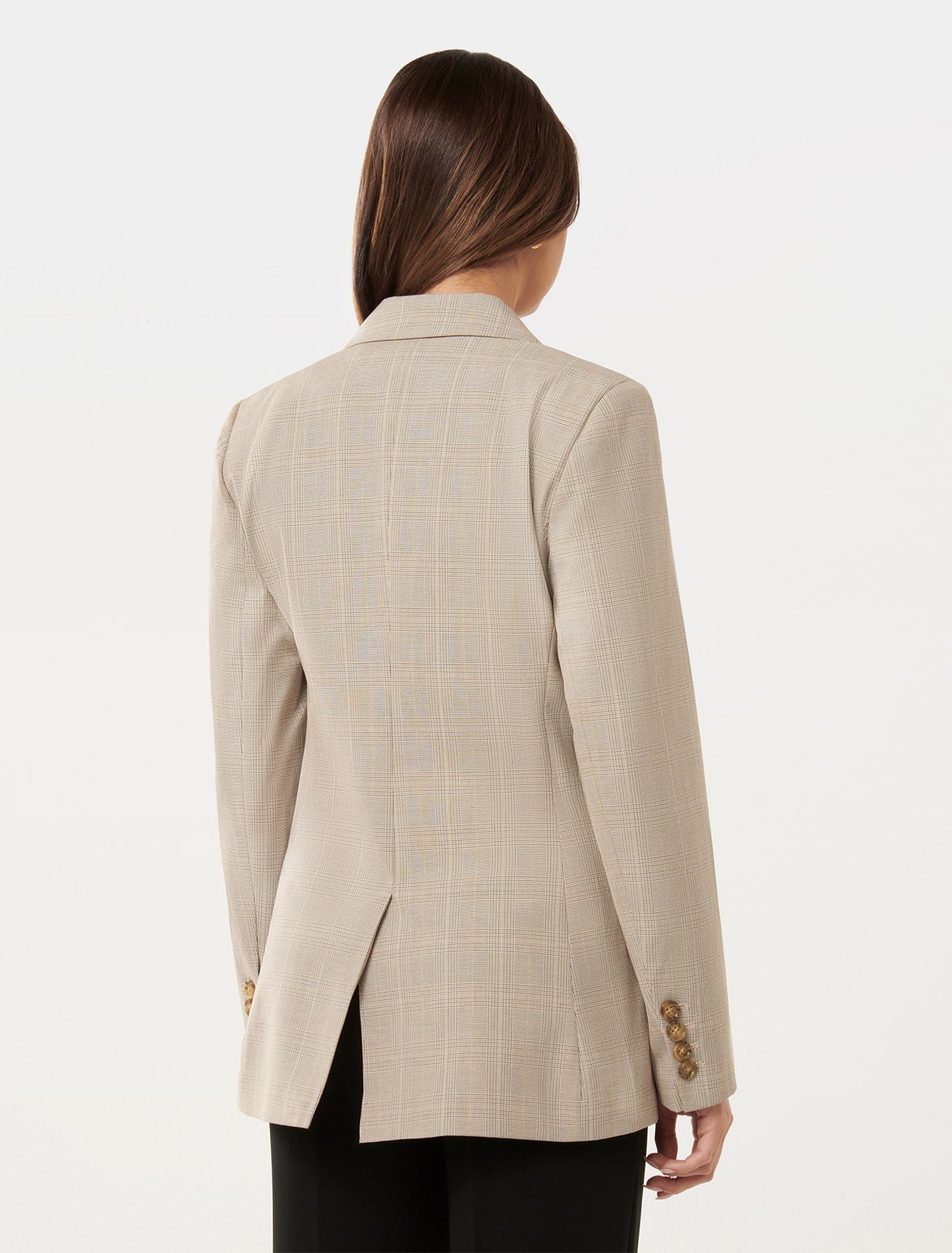 Isla Double Breasted Blazer Light Grey Check Suit