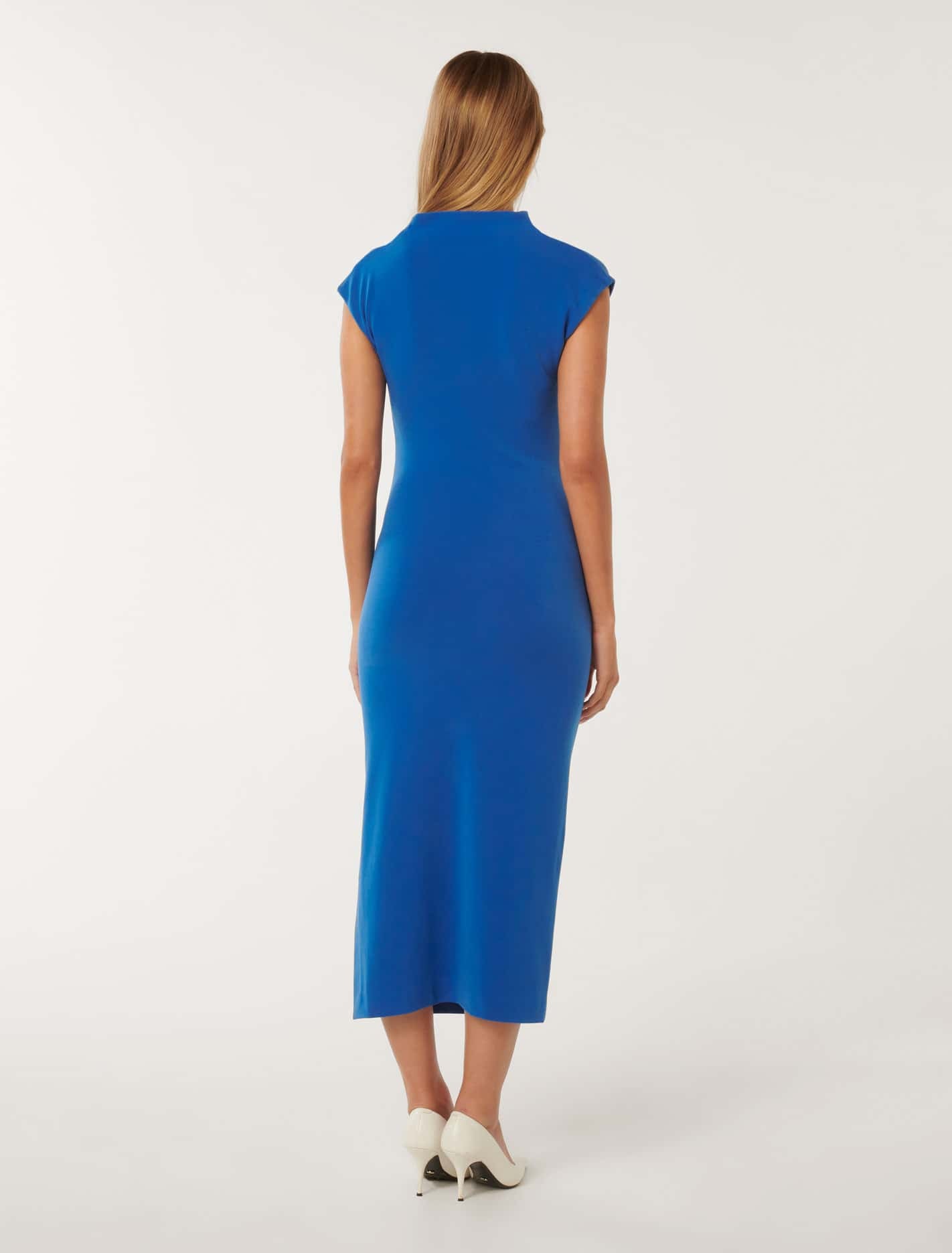 Samantha Cowl Neck Midi Vivid Azure