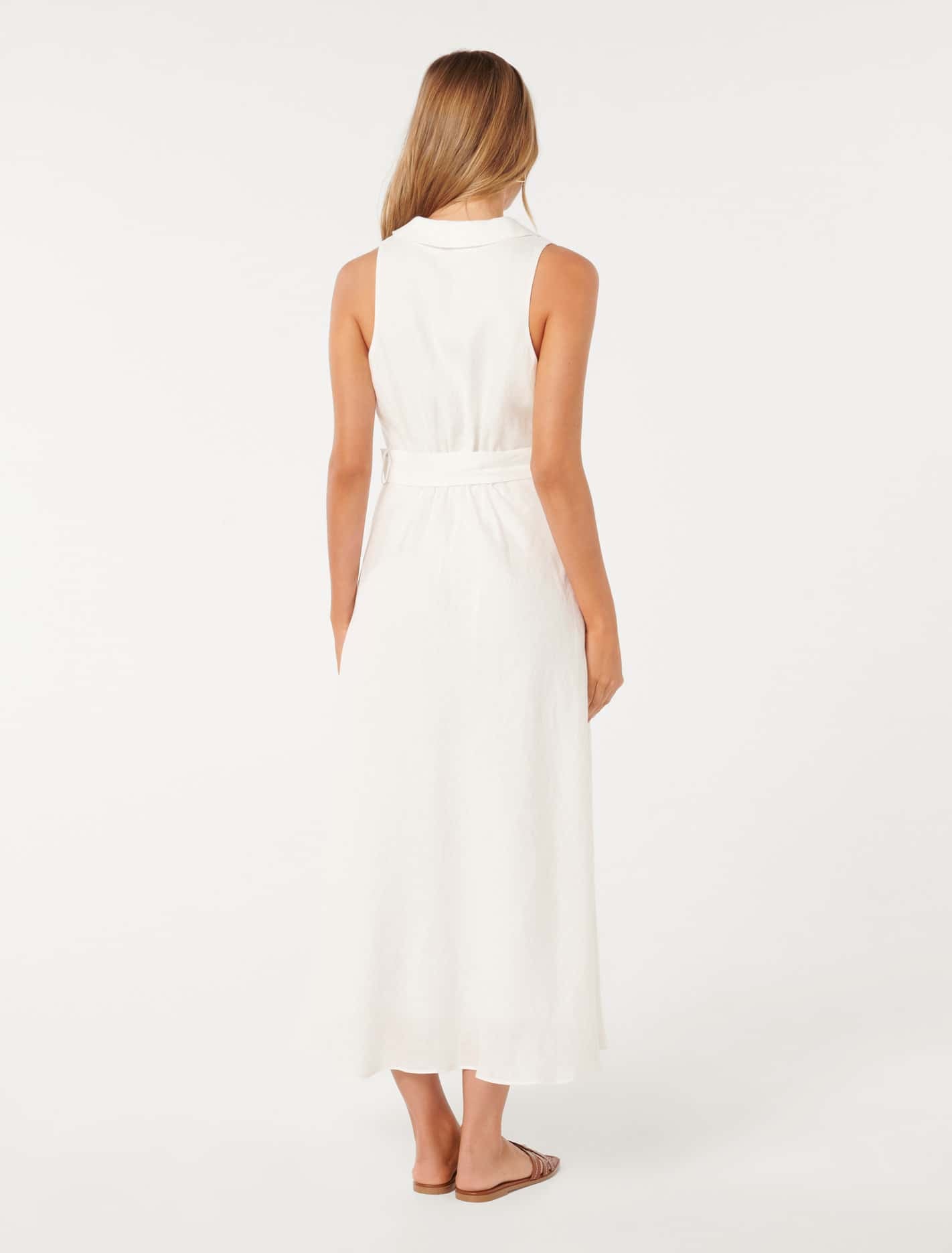 Paulina Collar Detail Belted Midi Porcelain