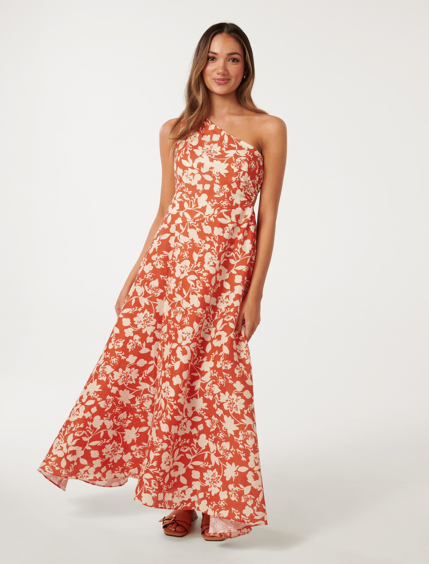 Rhianna Petite Linen Midi Bright Cove Floral