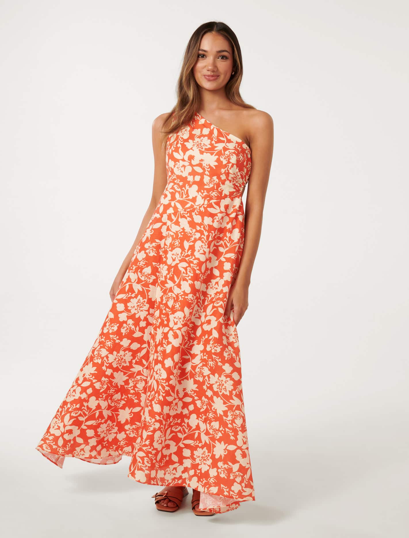 Rhianna Petite Linen Midi Bright Cove Floral