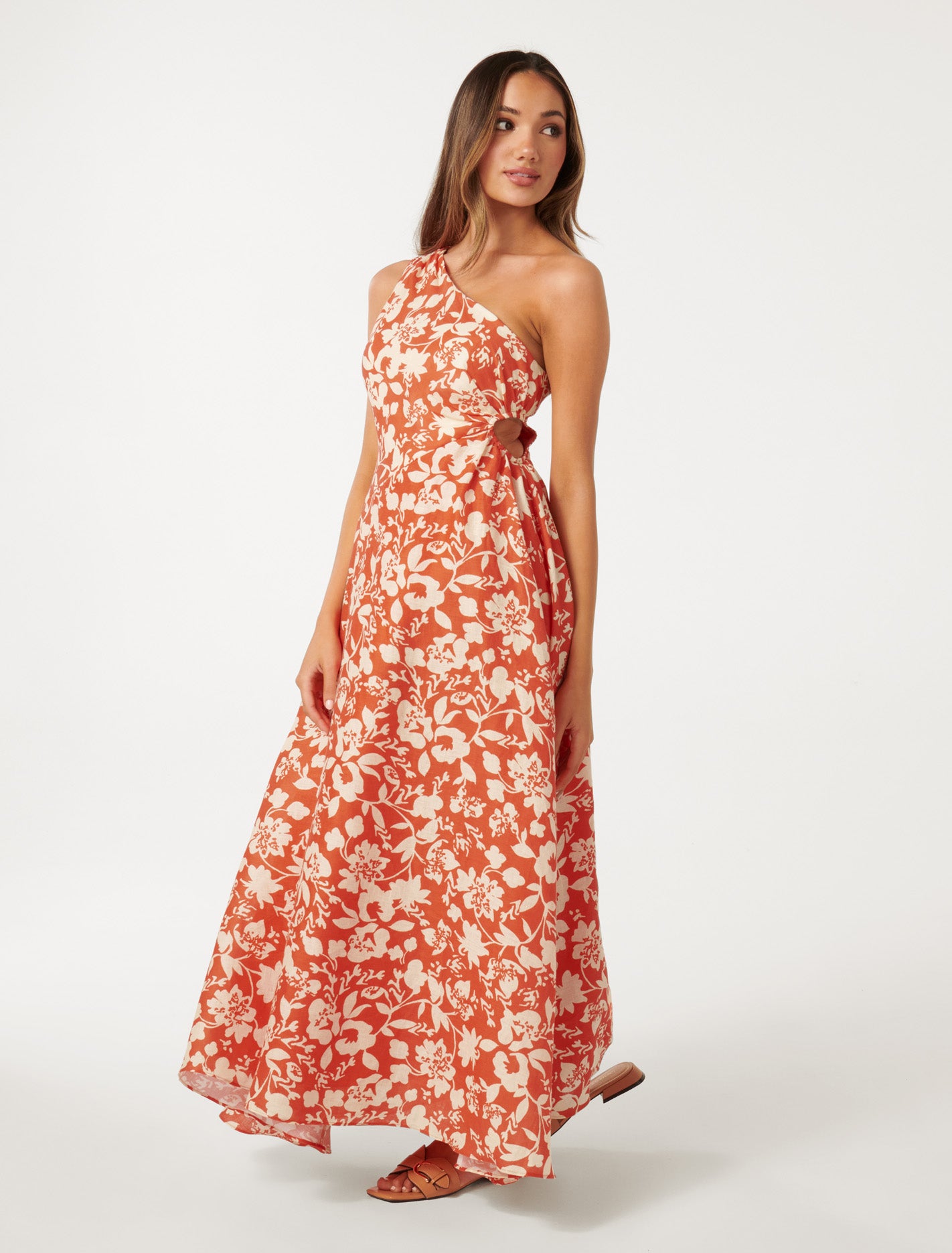 Rhianna Petite Linen Midi Bright Cove Floral