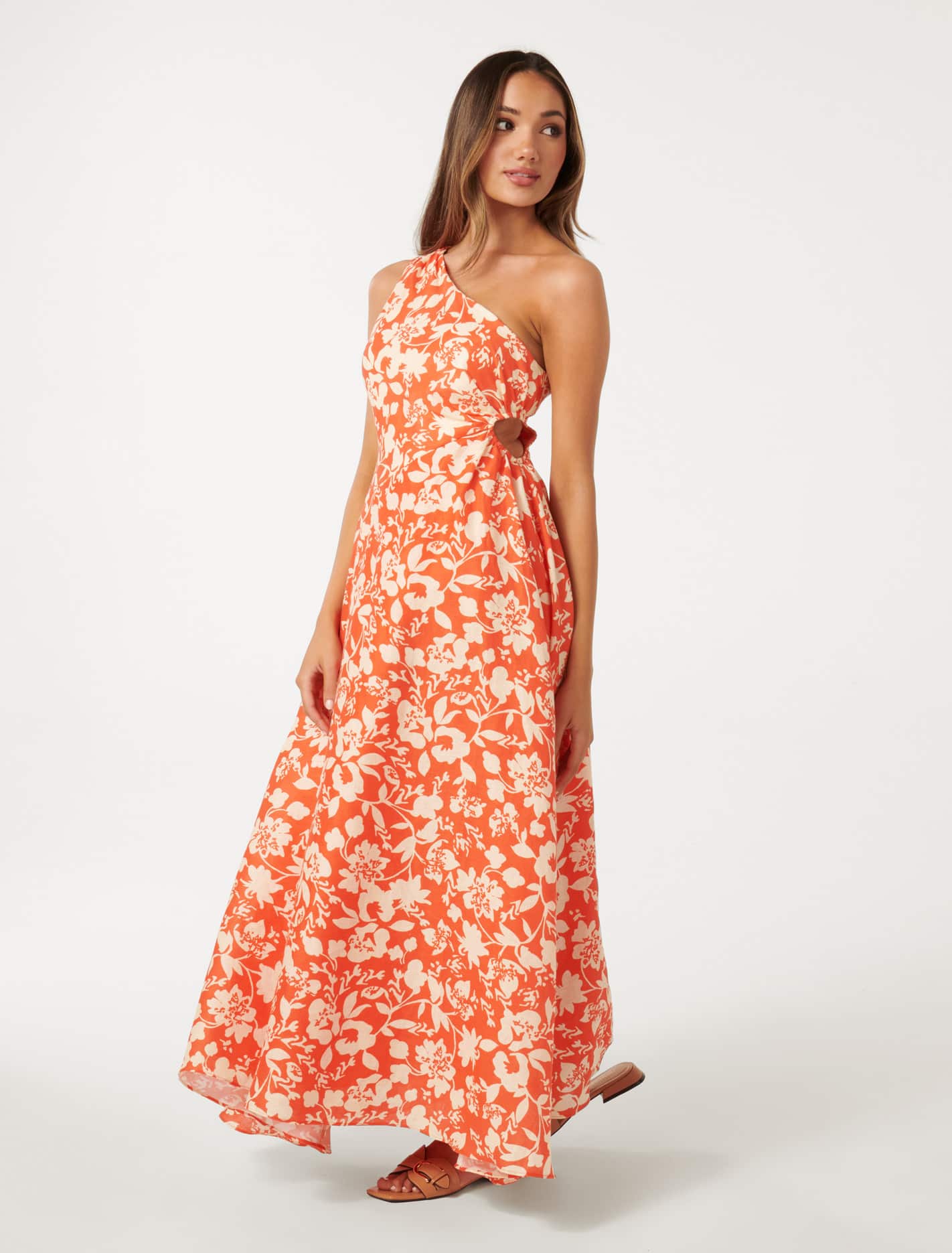 Rhianna Petite Linen Midi Bright Cove Floral