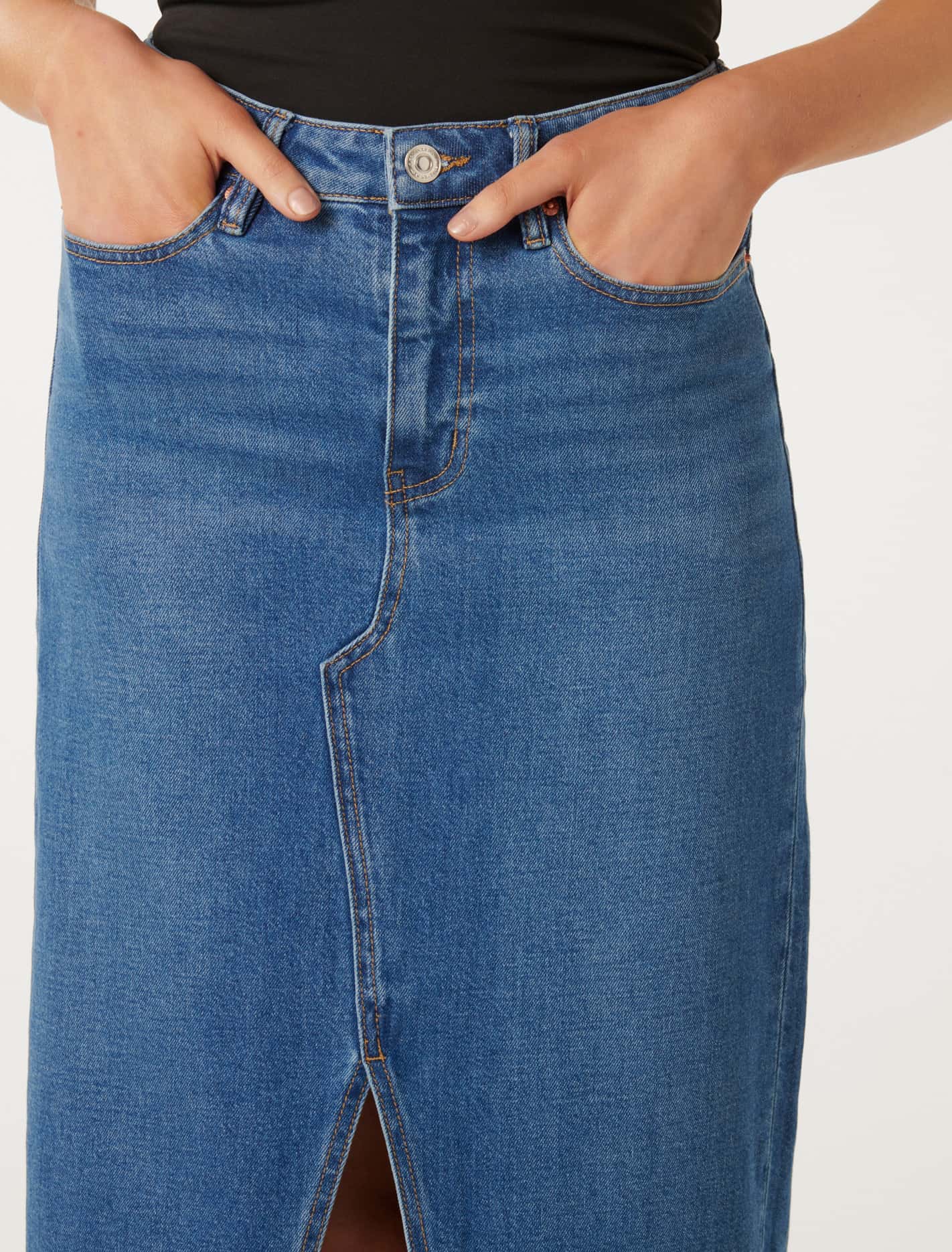 Marion Midaxi Skirt Dark Wash