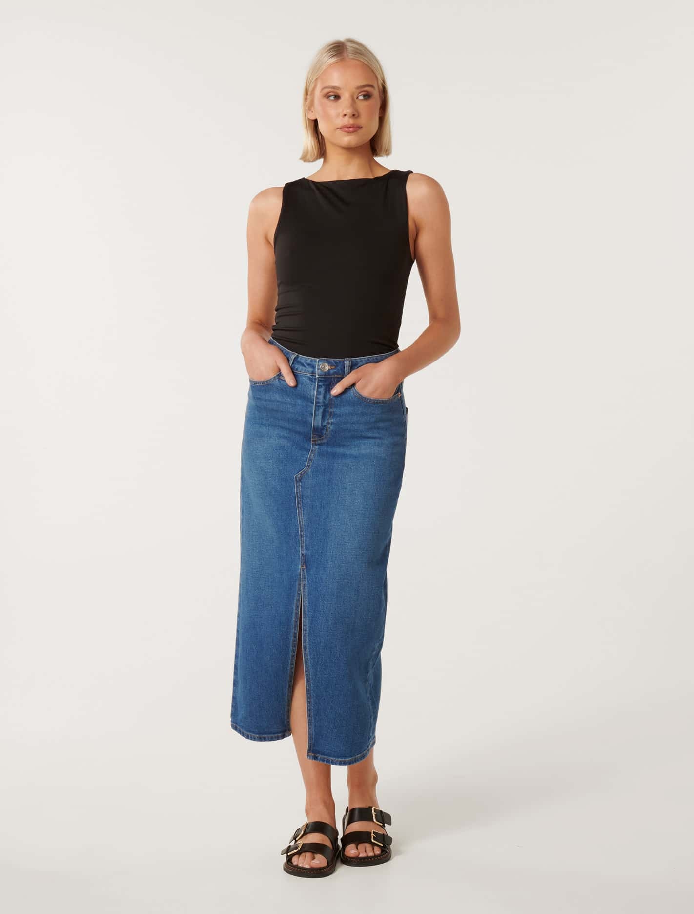 Marion Midaxi Skirt Dark Wash