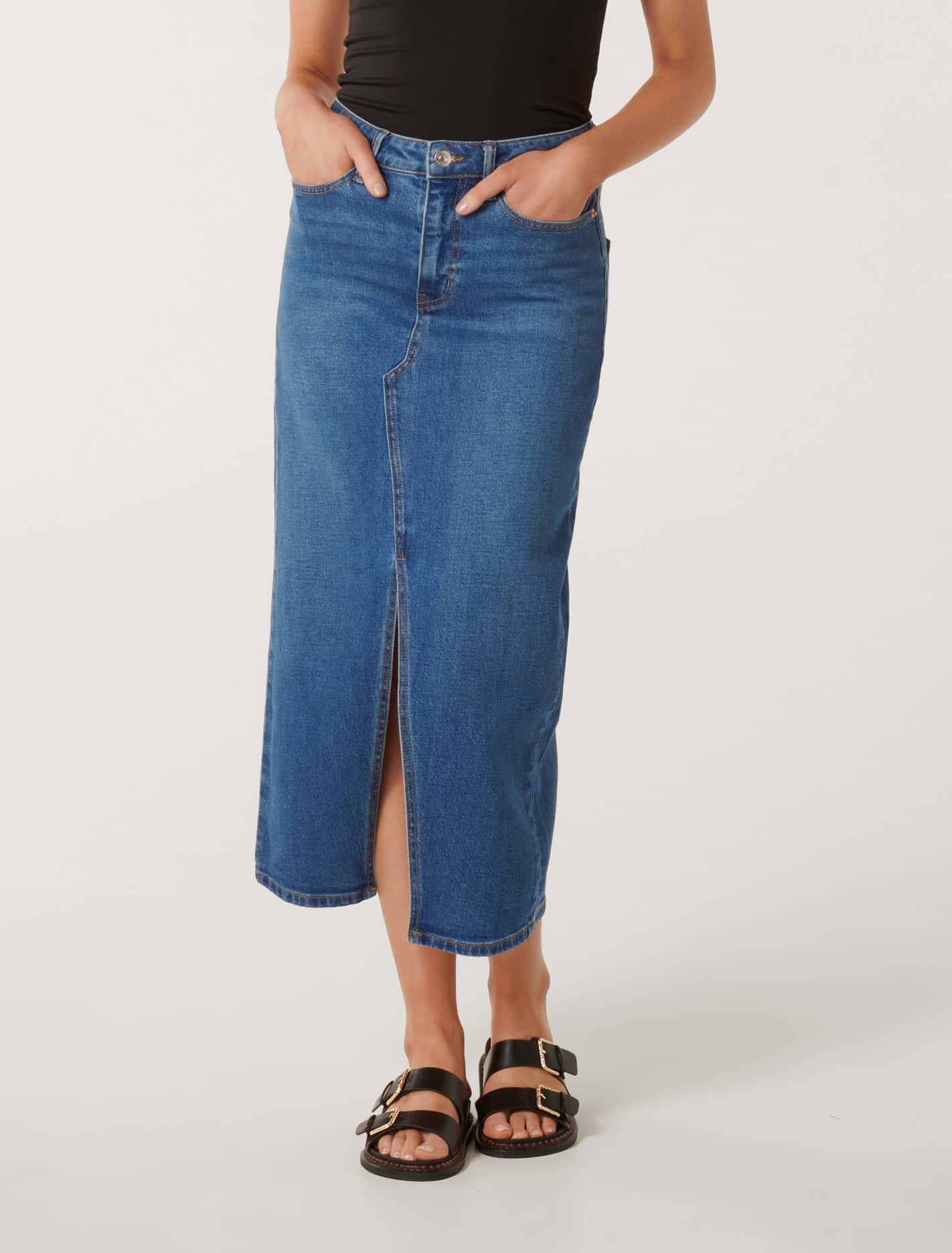 Marion Midaxi Skirt Dark Wash
