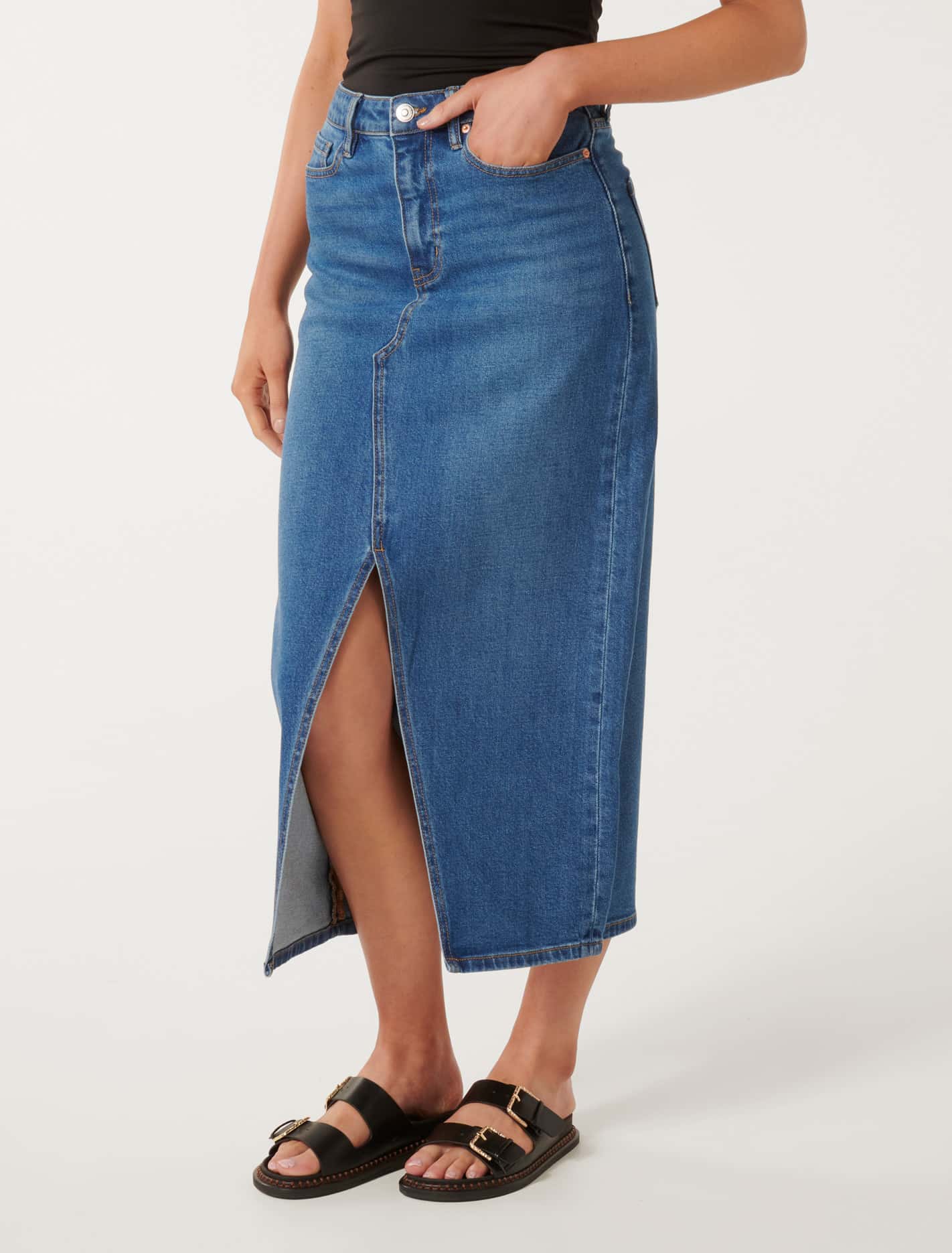 Marion Midaxi Skirt Dark Wash