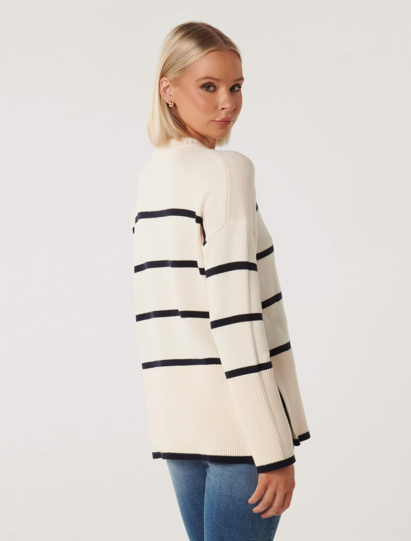 Gabriela Boxy Striped Jumper Porcelain/ Navy