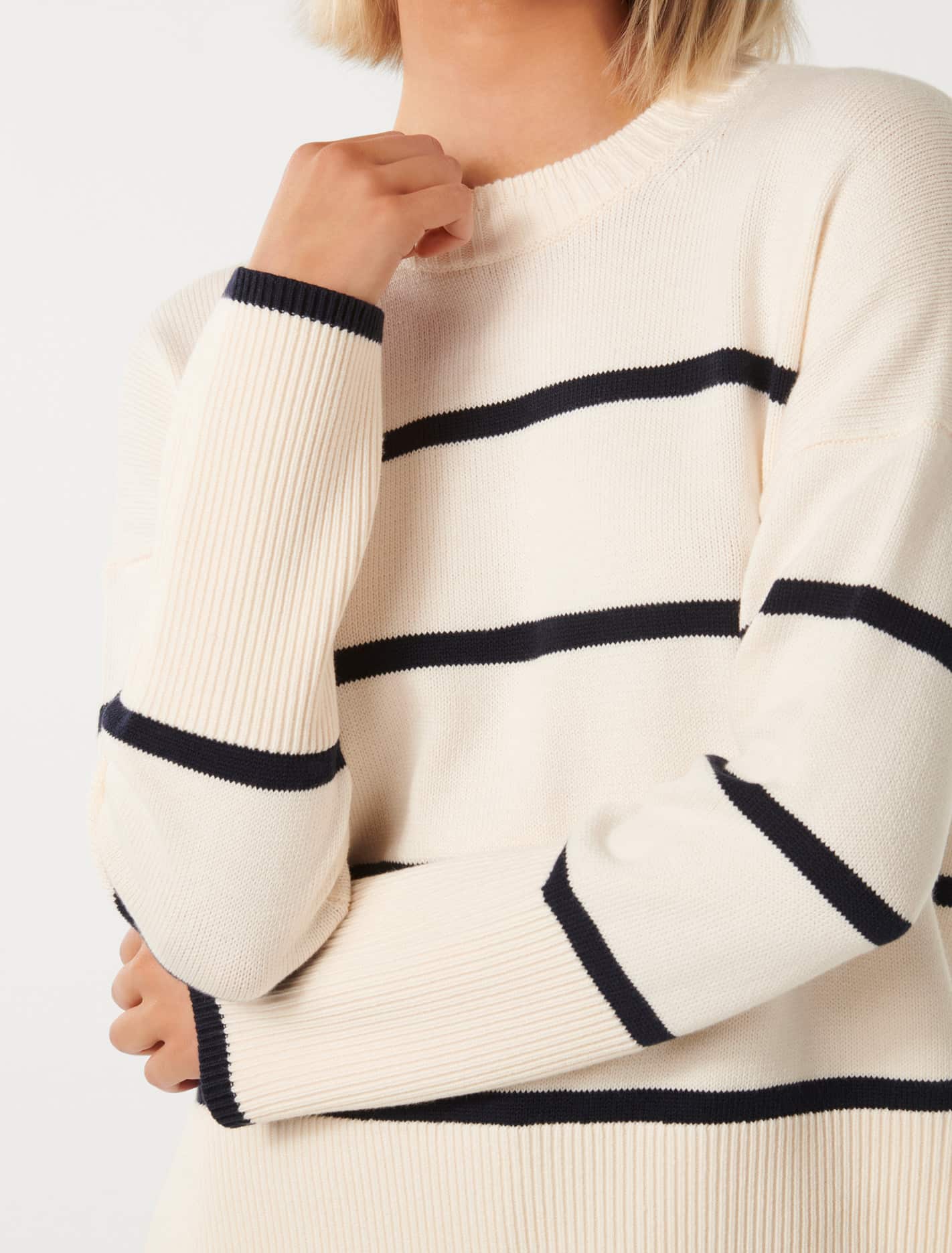 Gabriela Boxy Striped Jumper Porcelain/ Navy