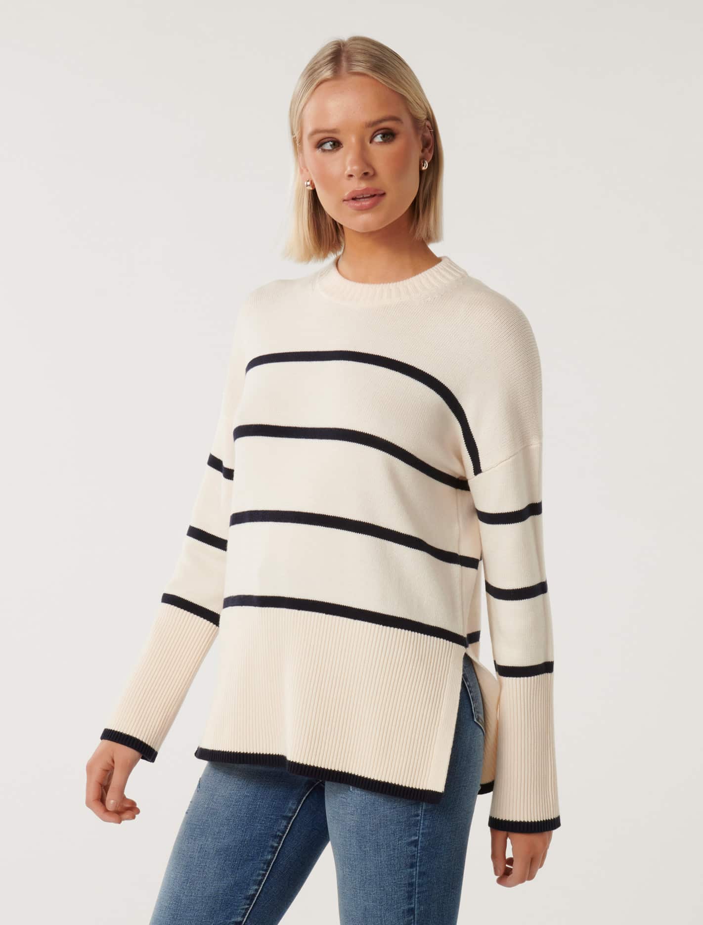 Gabriela Boxy Striped Jumper Porcelain/ Navy