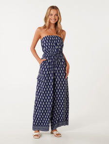 Sorcha Strapless Jumpsuit Dallas Geo