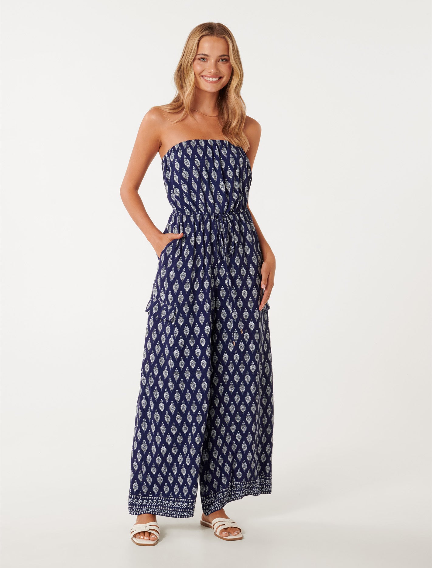 Sorcha Strapless Jumpsuit Dallas Geo