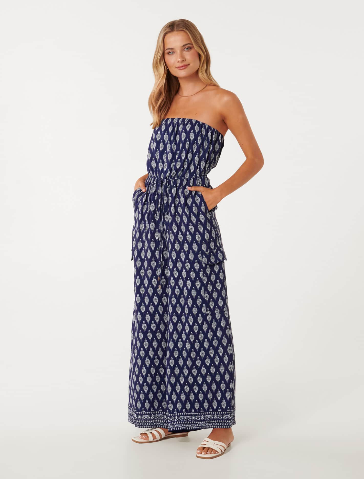 Sorcha Strapless Jumpsuit Dallas Geo