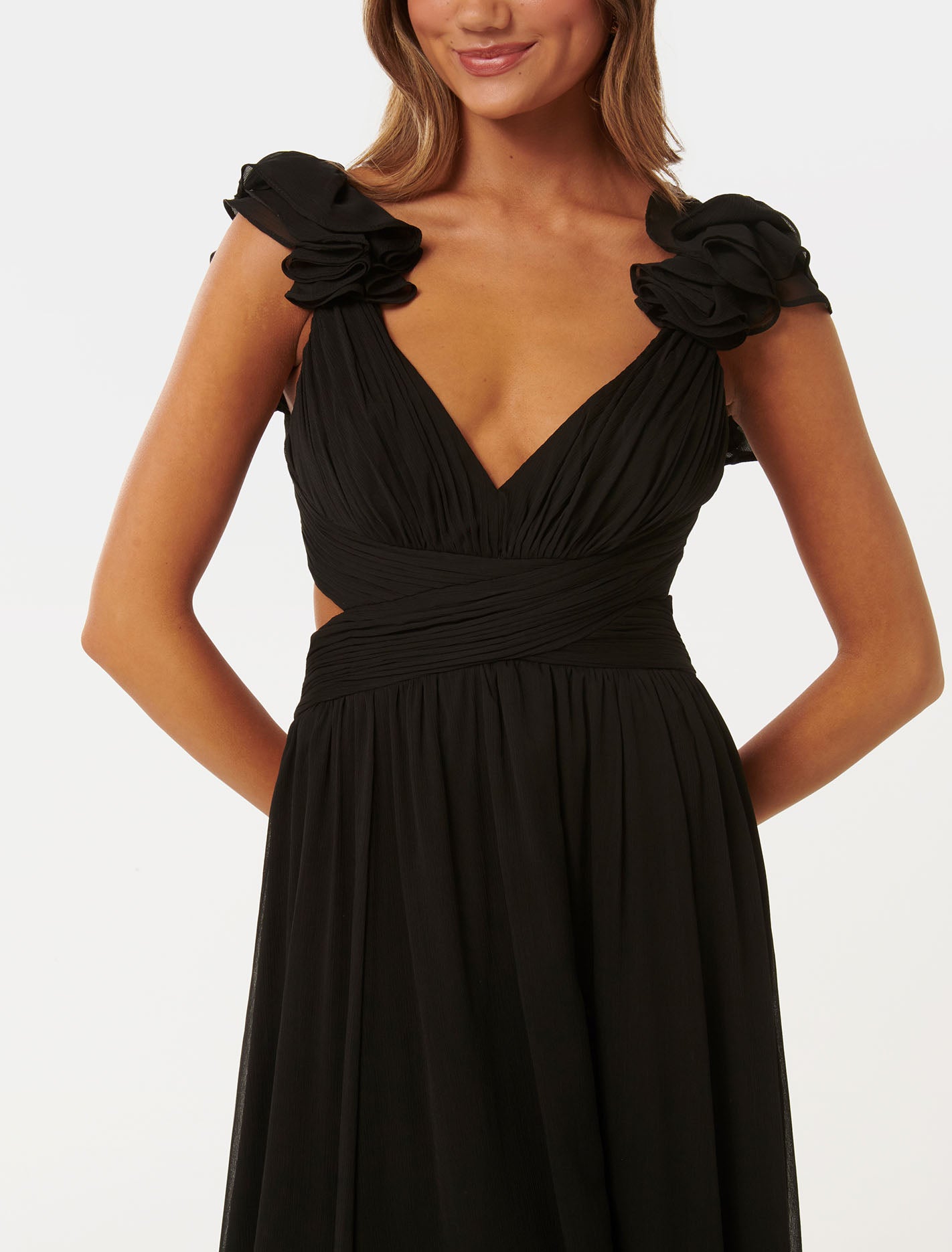 Selena Petite Ruffle Maxi Black