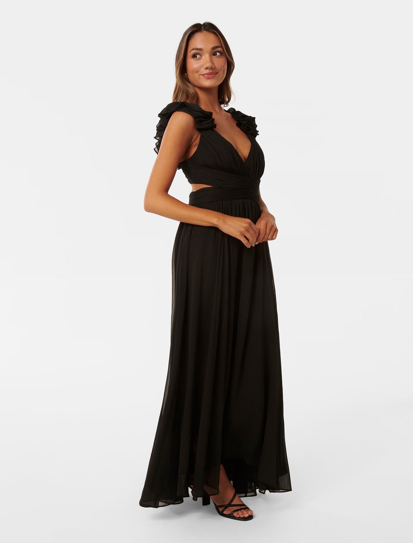 Selena Petite Ruffle Maxi Black