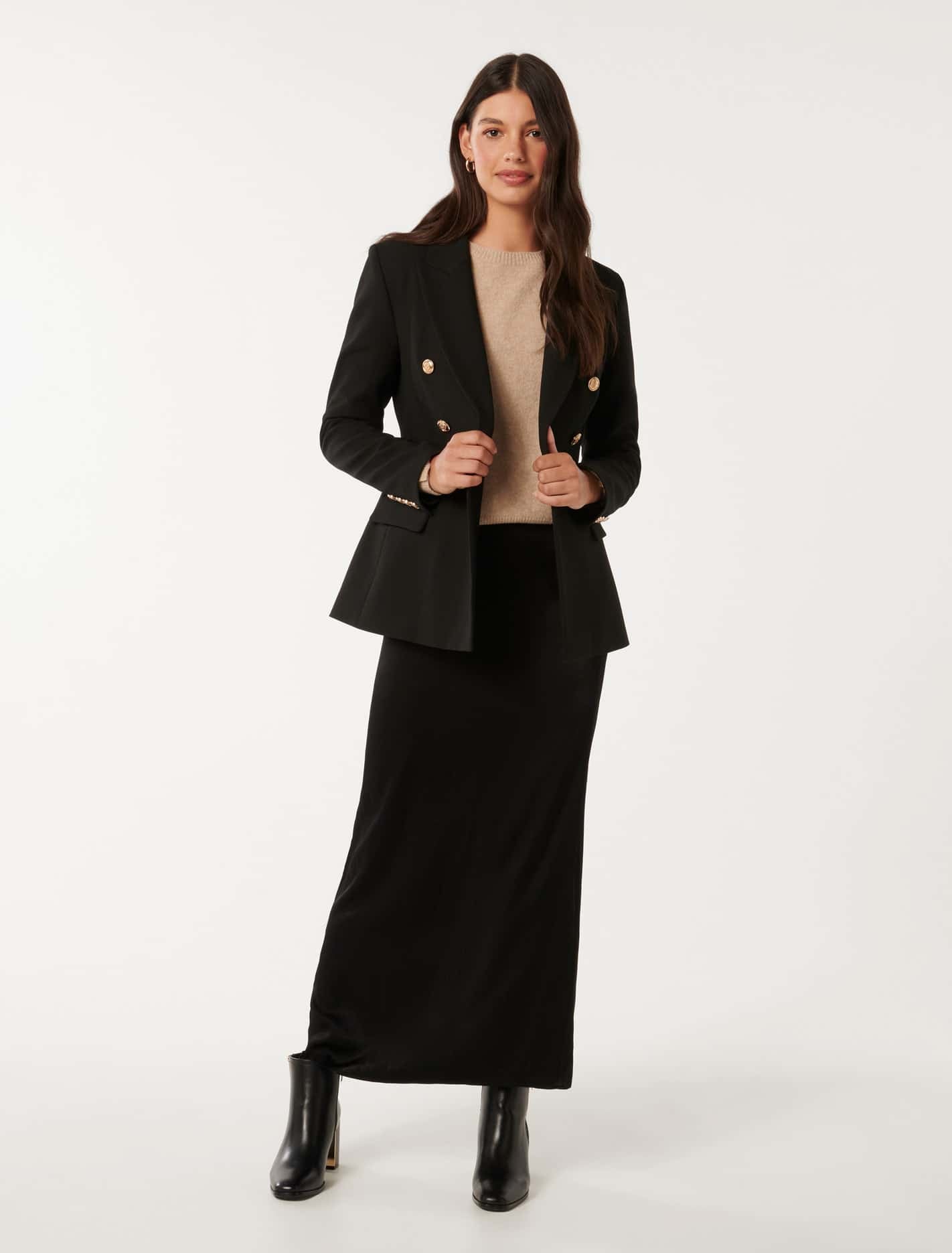 Immie Double-Breasted Blazer Black