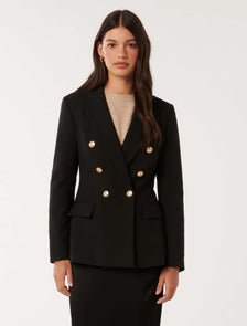 Immie Double-Breasted Blazer Black