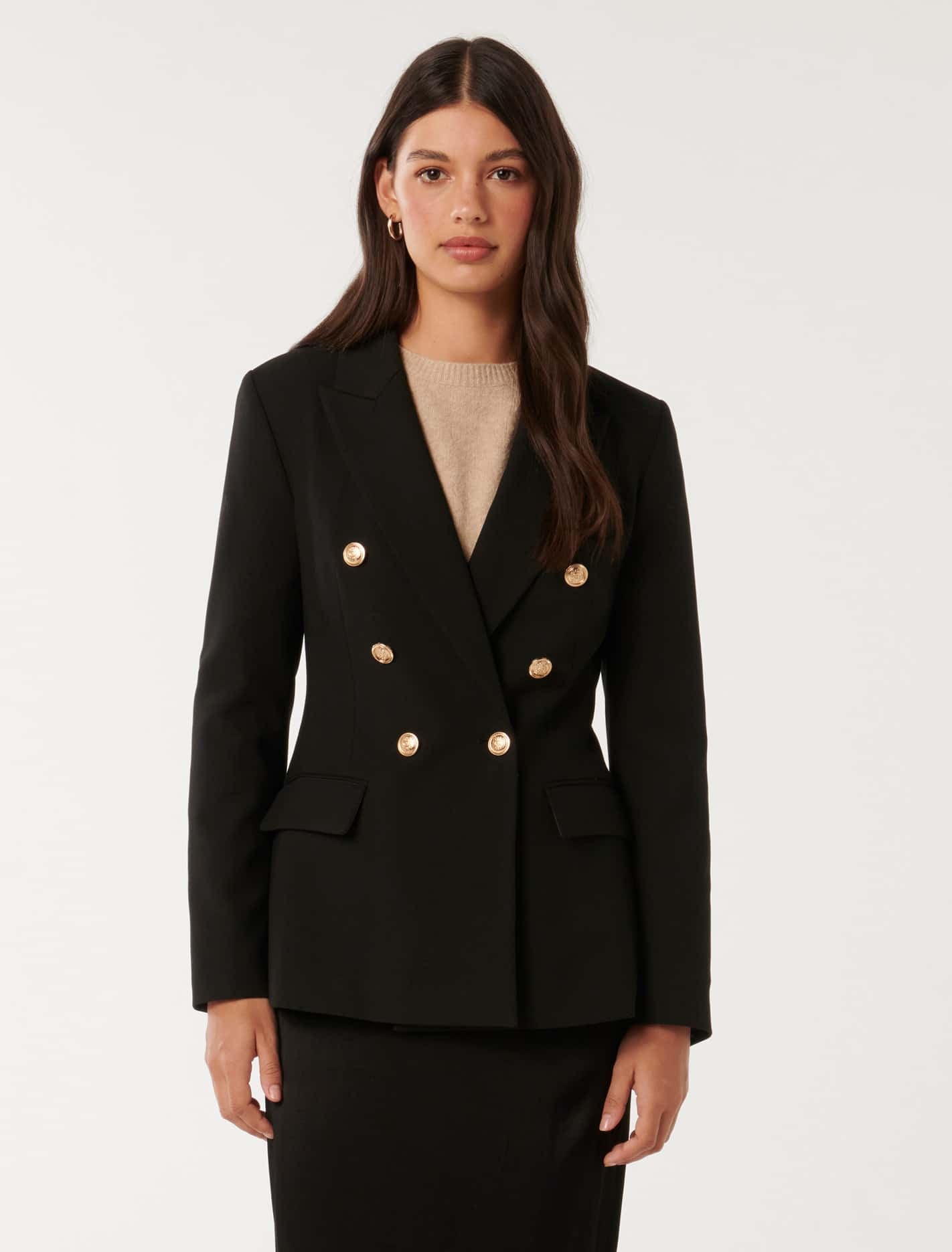 Immie Double-Breasted Blazer Black