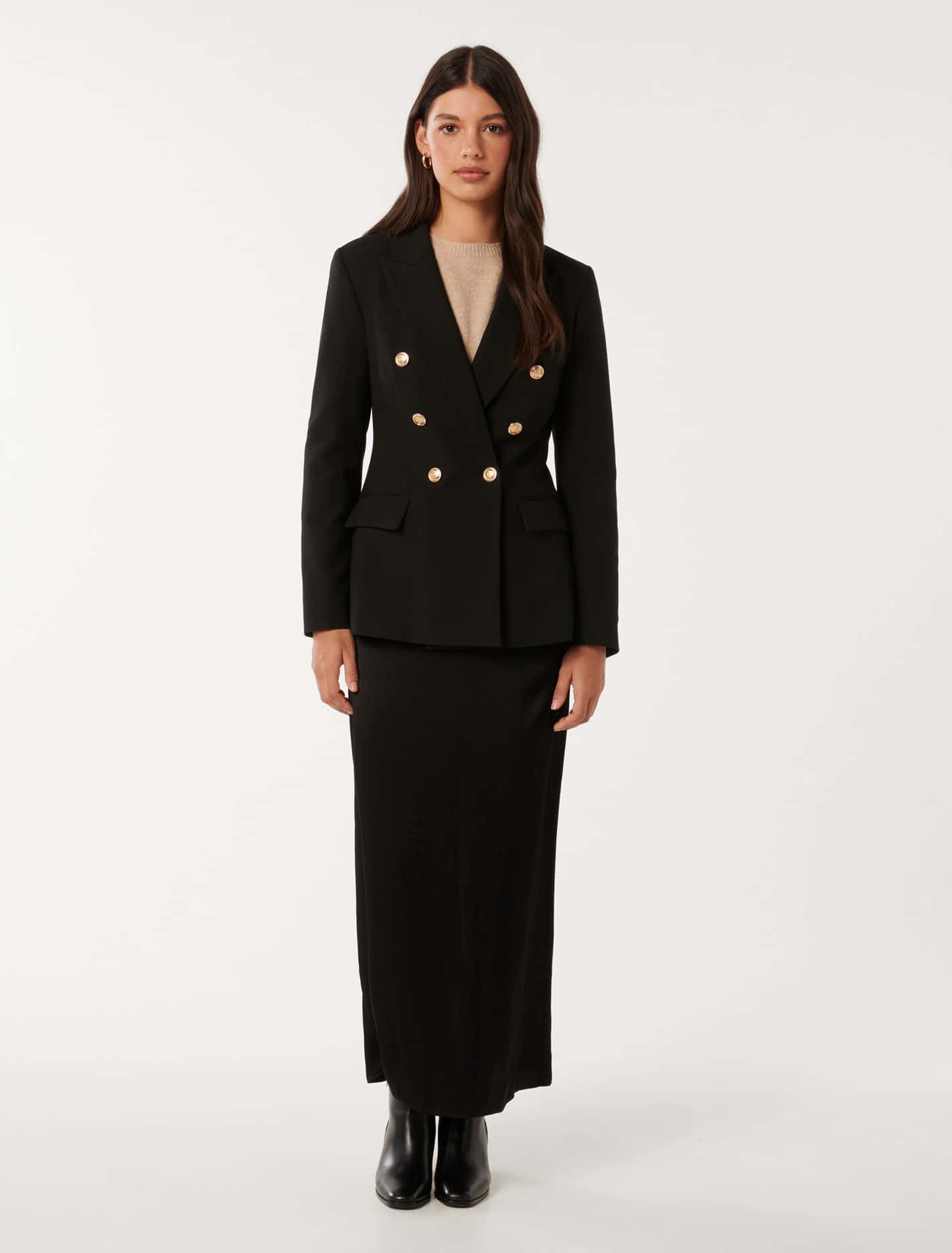 Immie Double-Breasted Blazer Black