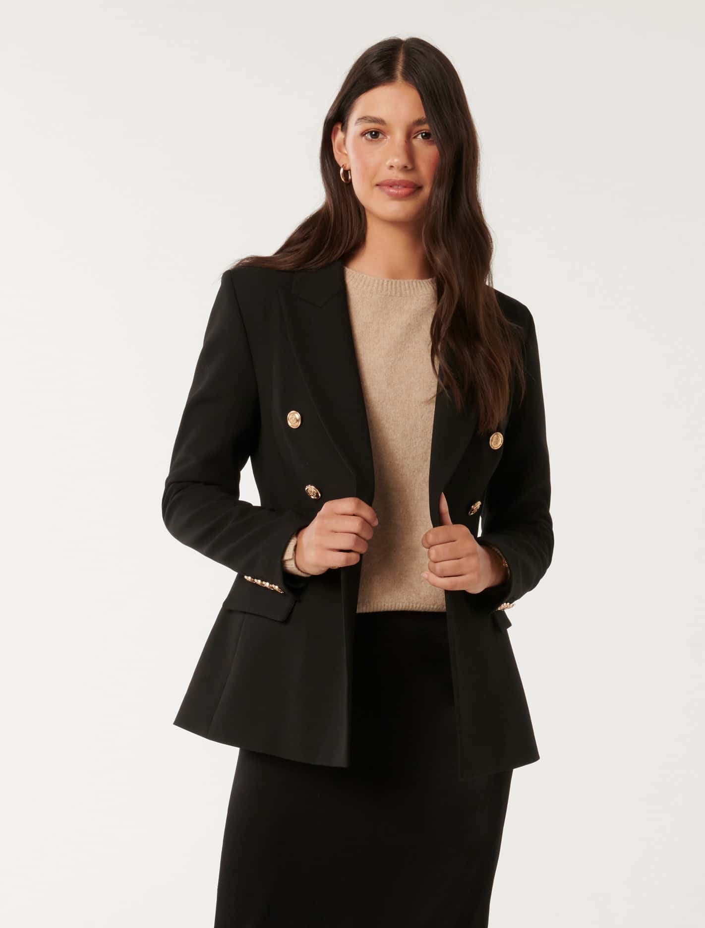 Immie Double-Breasted Blazer Black
