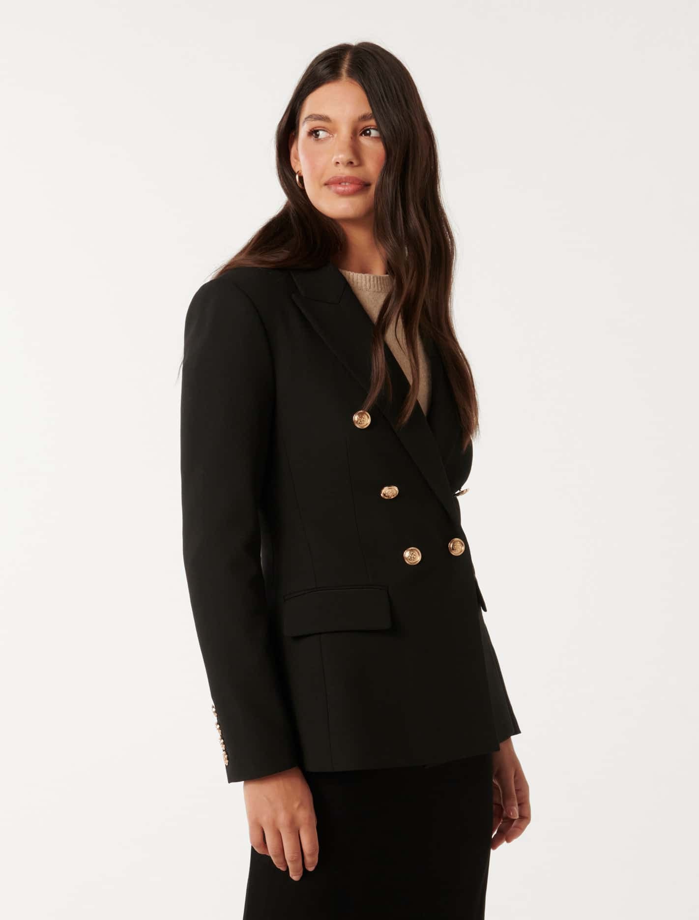Immie Double-Breasted Blazer Black