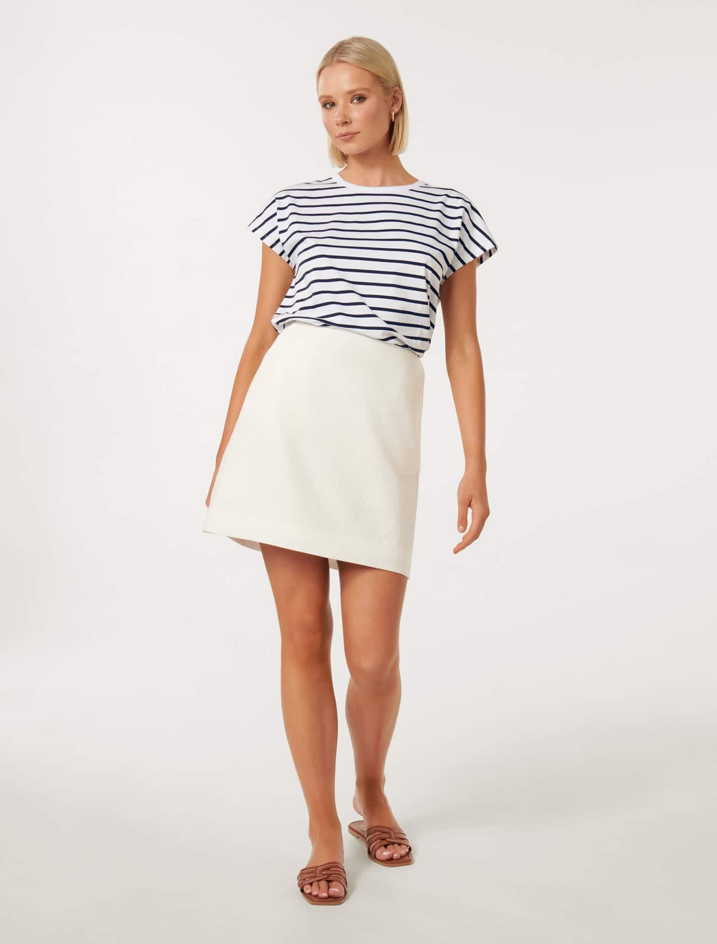 Myah Linen Mini Skirt Porcelain