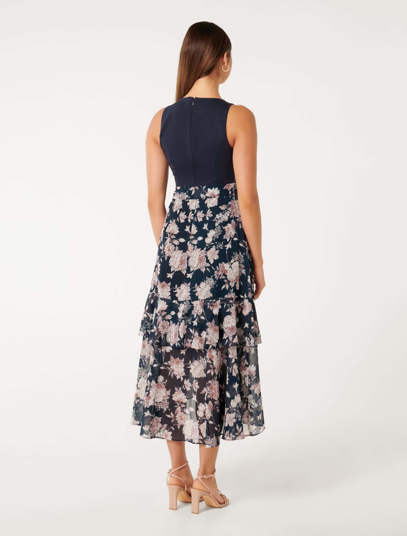 Ilaria 2 in 1 Ruffle Midi Dress Navy Cosette Floral