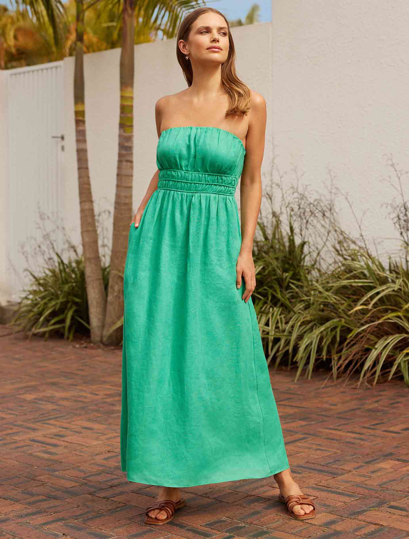 Romie Strapless Piping Midi Atlantis