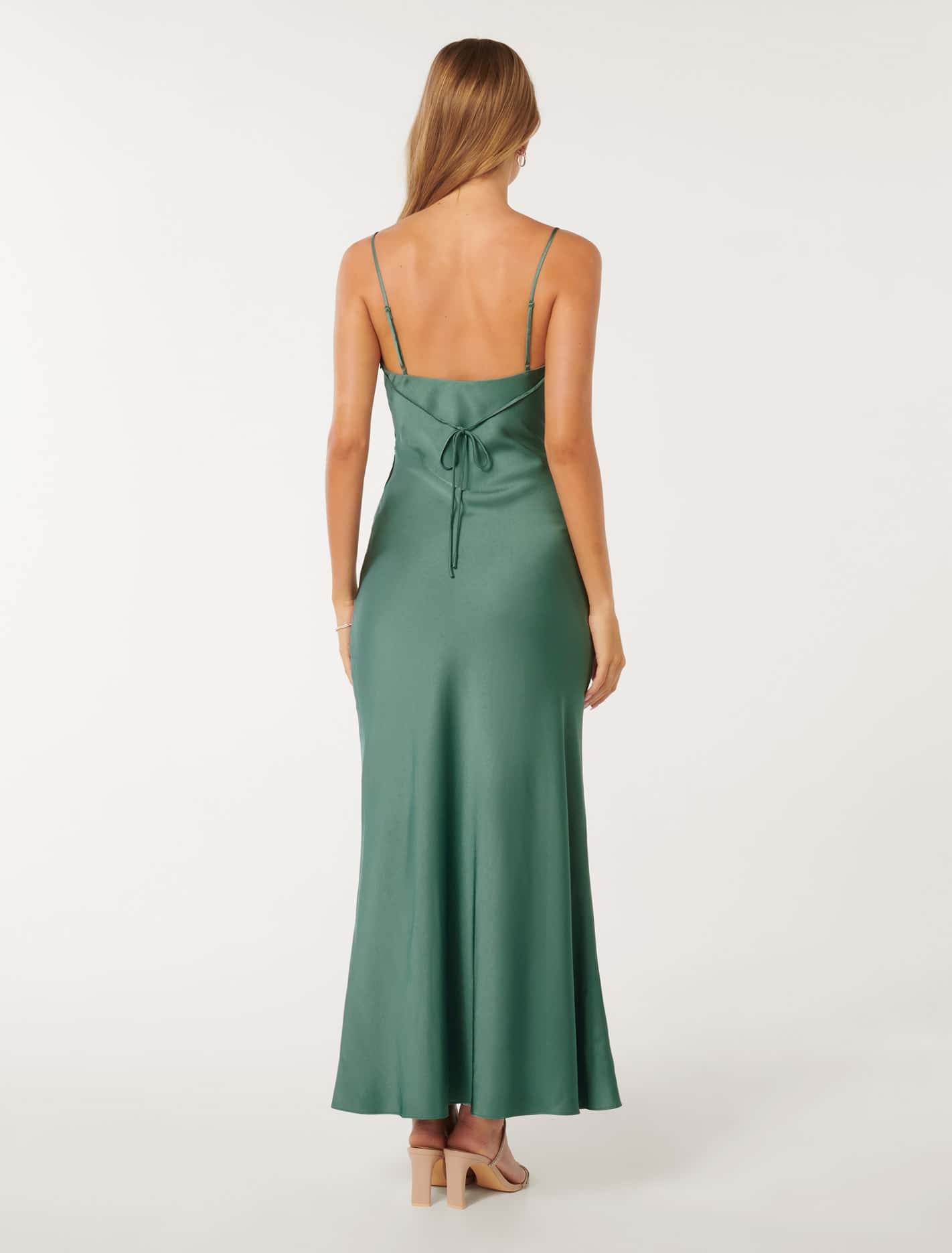 Mia Satin Maxi Dress Burning Sage