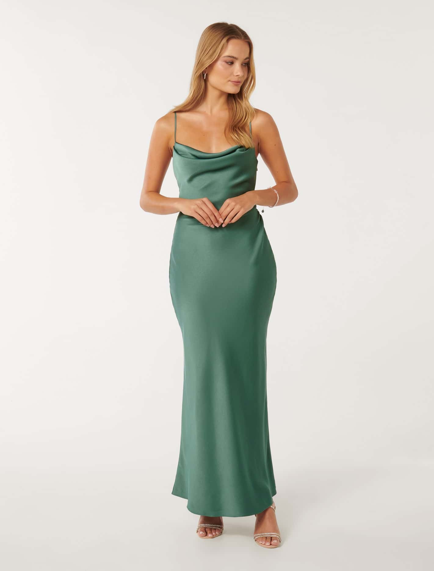 Mia Satin Maxi Dress Burning Sage