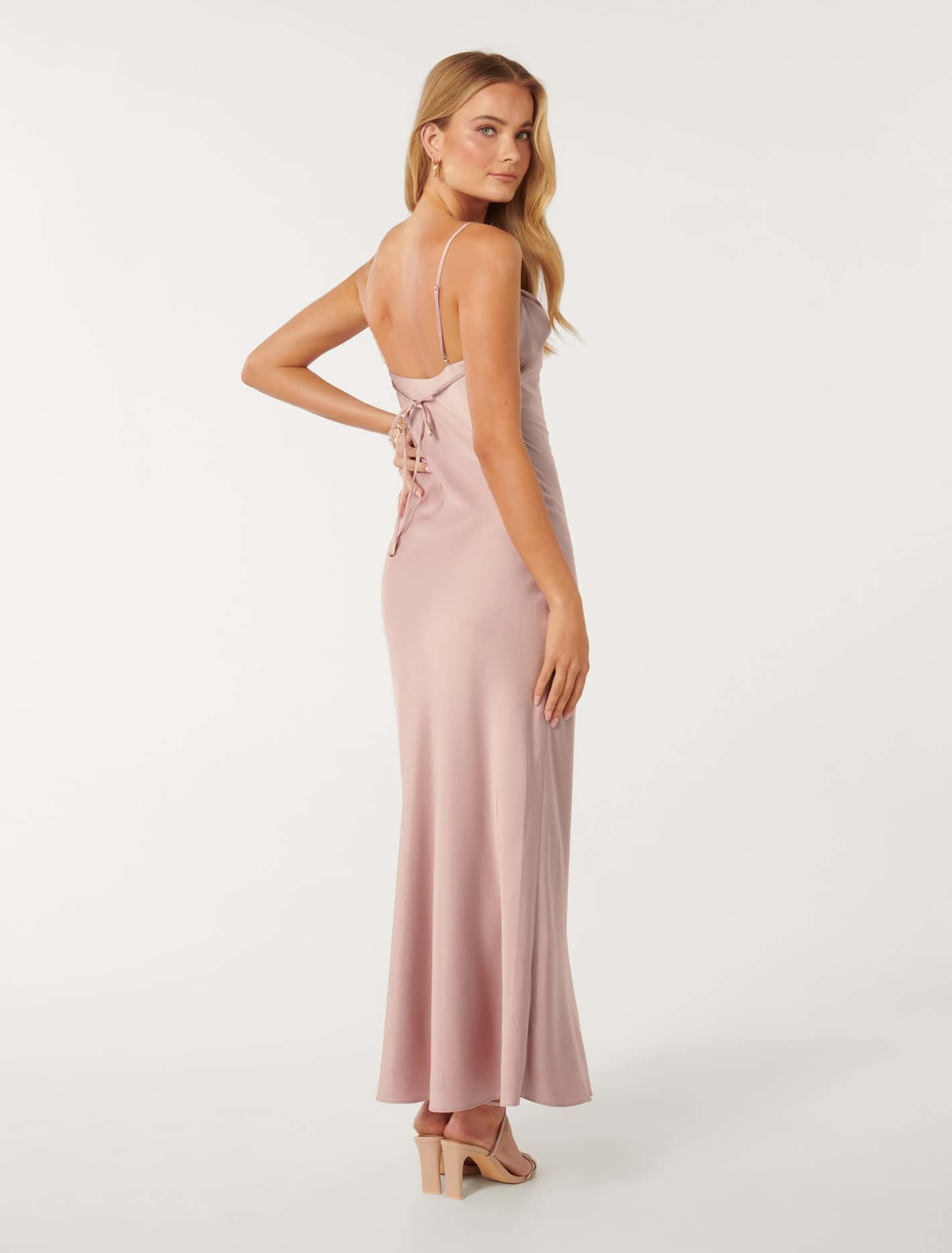 Mia Satin Maxi Dress Blush