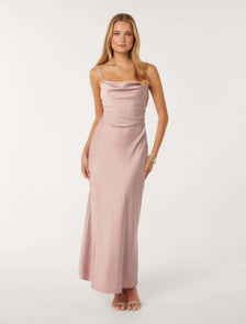 Mia Satin Maxi Dress Blush