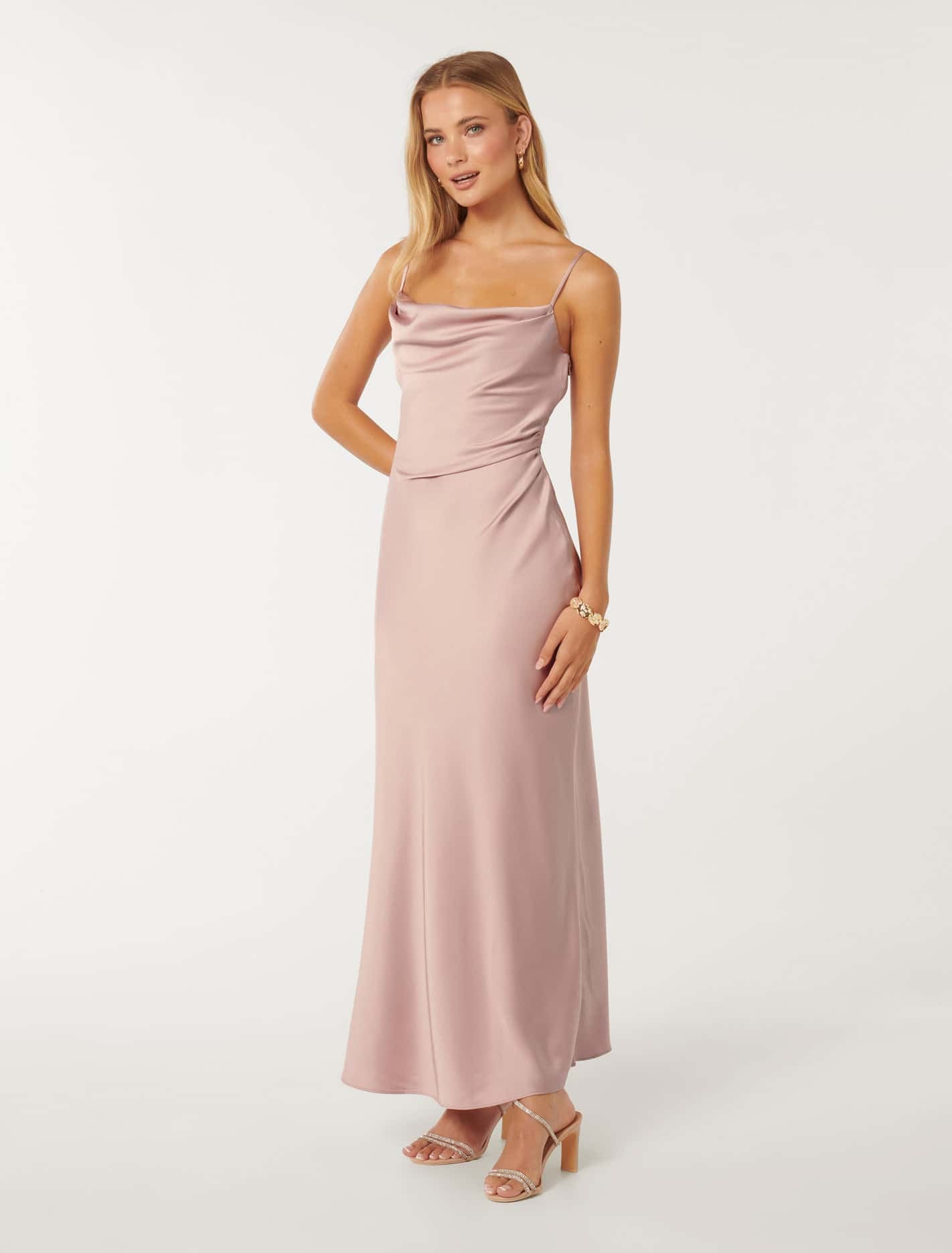Mia Satin Maxi Dress Blush