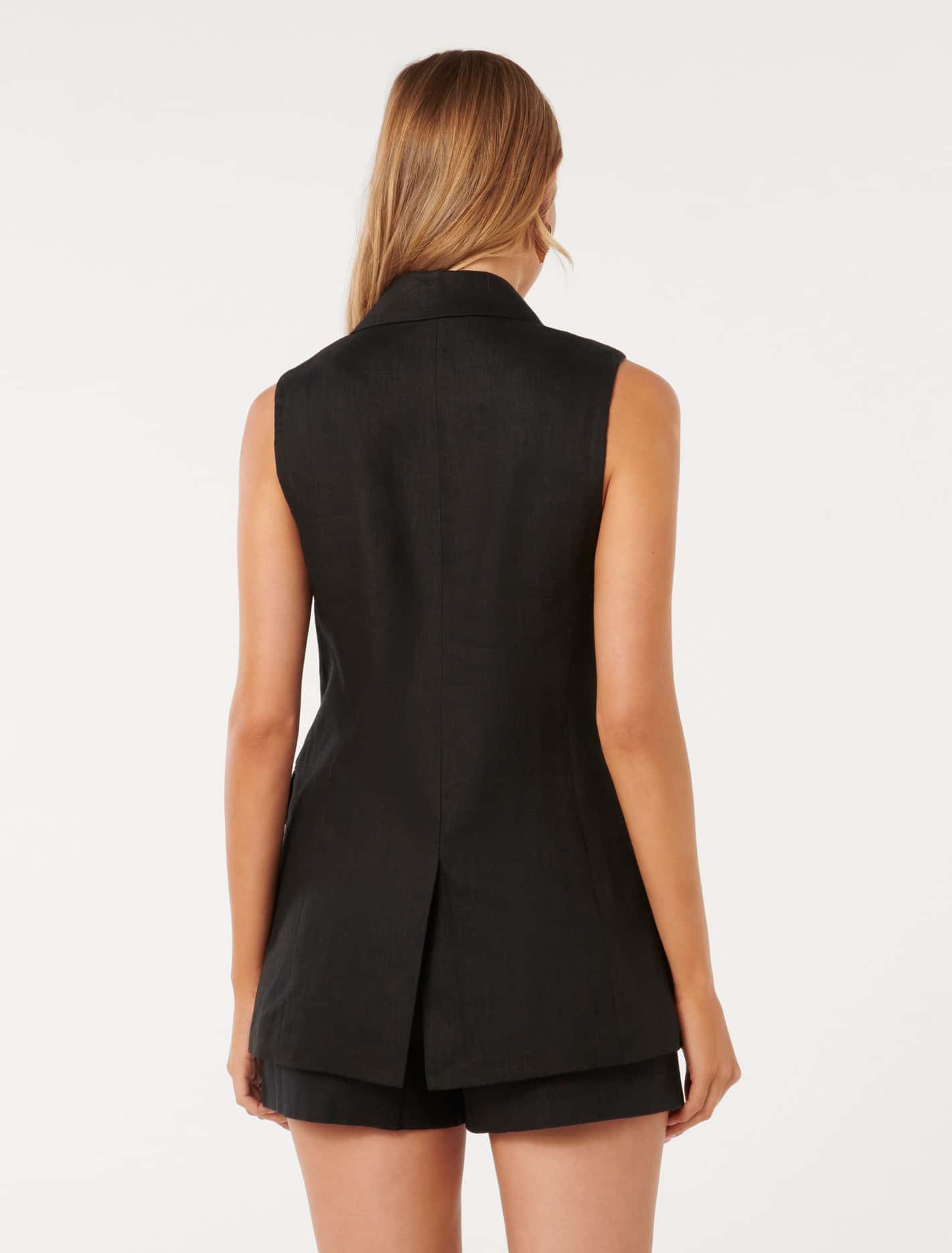 Sophia Linen Blend Waistcoat Black