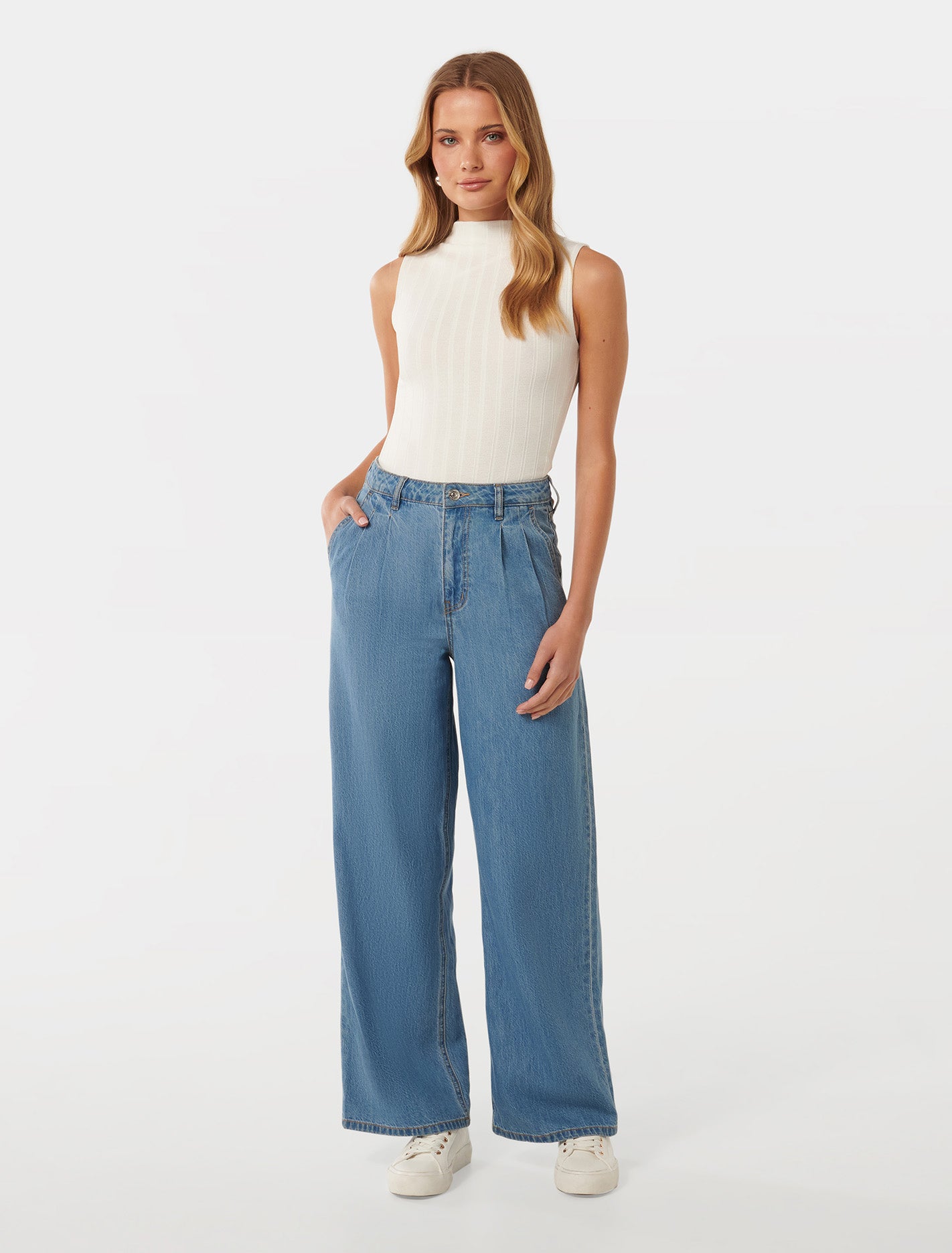 Haley Ribbed Grown On Neck Tank Porcelain