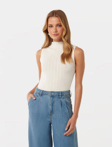 Haley Ribbed Grown On Neck Tank Porcelain
