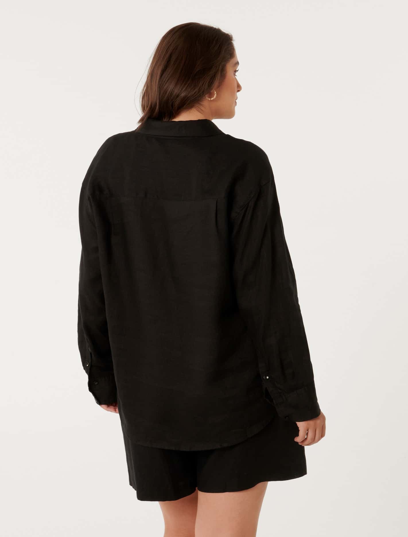Willa Curve Linen Blend Shirt Black Co-Ord